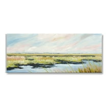 Stupell Industries River with Pastel Sky Landscape Painting Gallery Wrapped Canvas Art Print Wall Art, 24 x 10