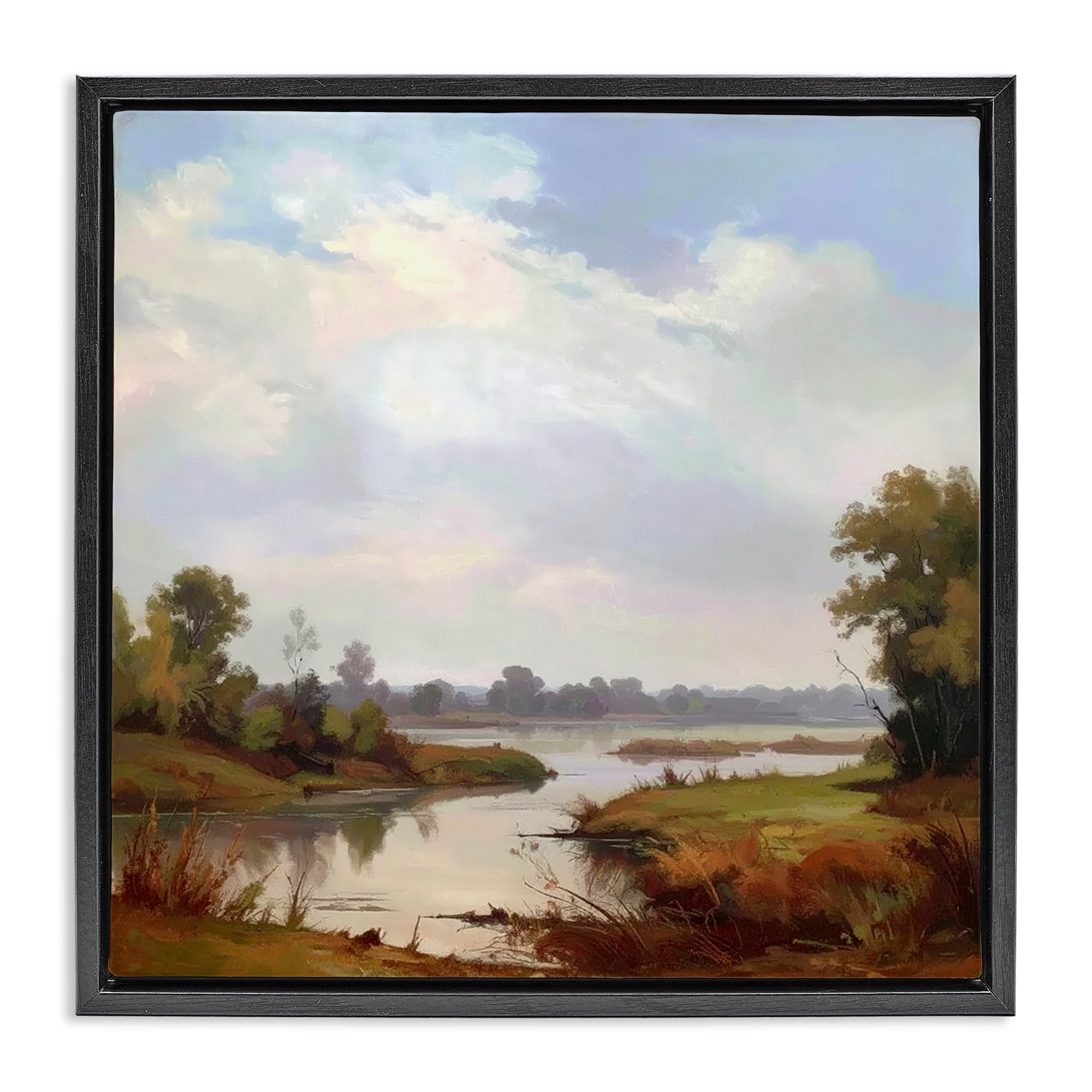 Stupell Industries Riverside Grove Landscape Black Framed Floater Canvas Wall Art, design by Alonza Saunders