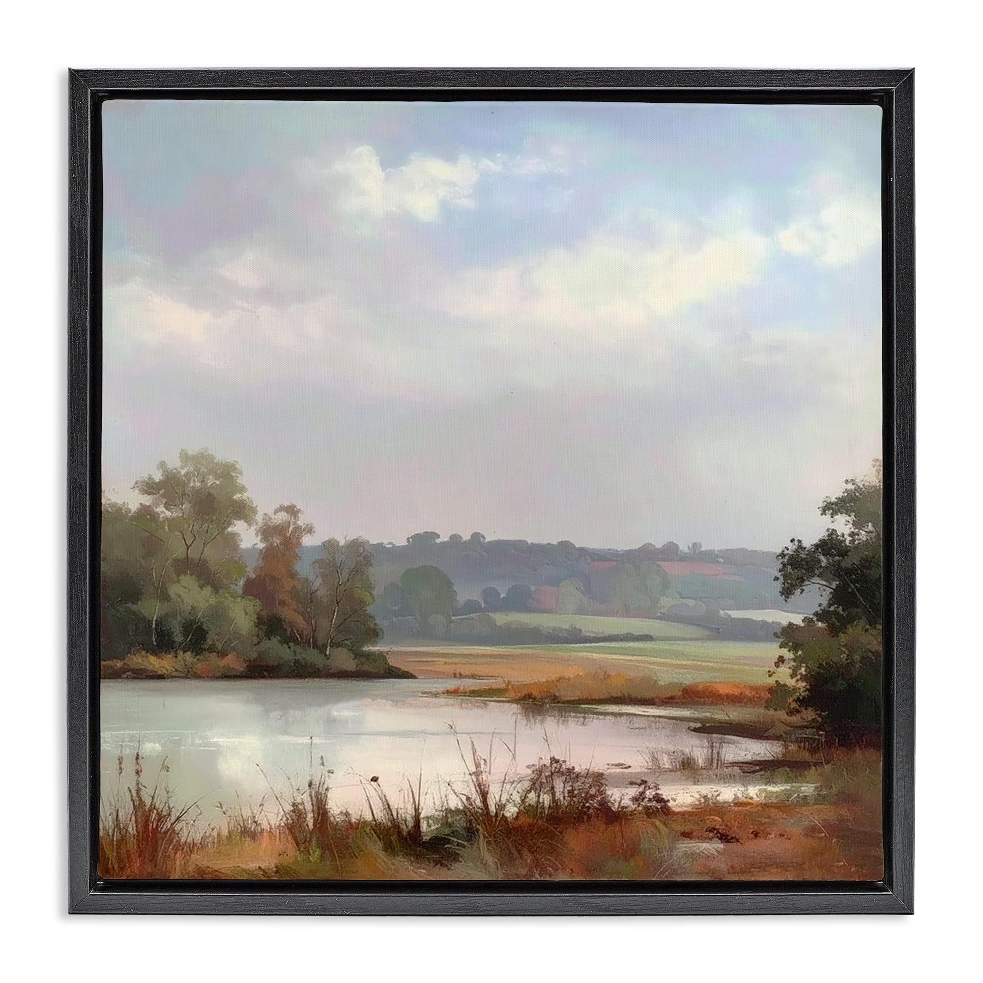Stupell Industries Riverside Grove Scenery Black Framed Floater Canvas Wall Art, design by Alonza Saunders