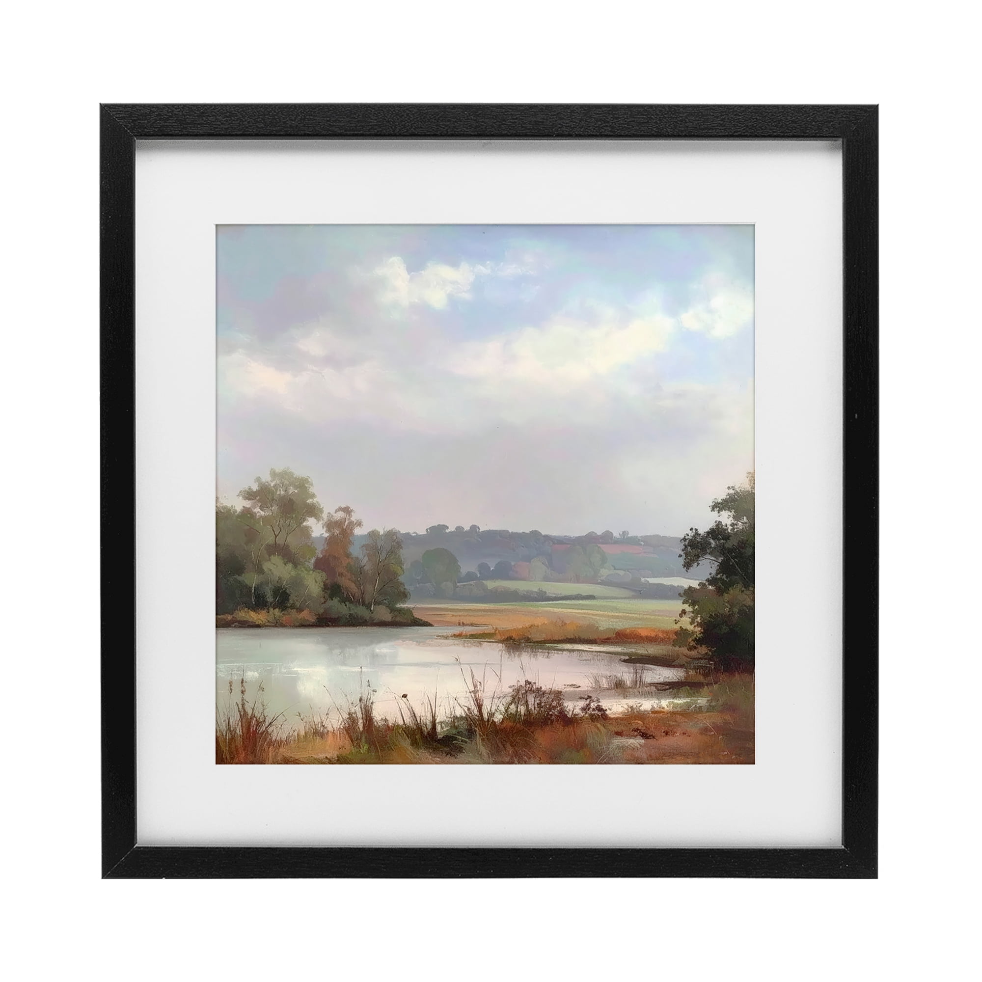 Stupell Industries Riverside Grove Scenery Black Framed Print Under Glass, design by Alonza Saunders