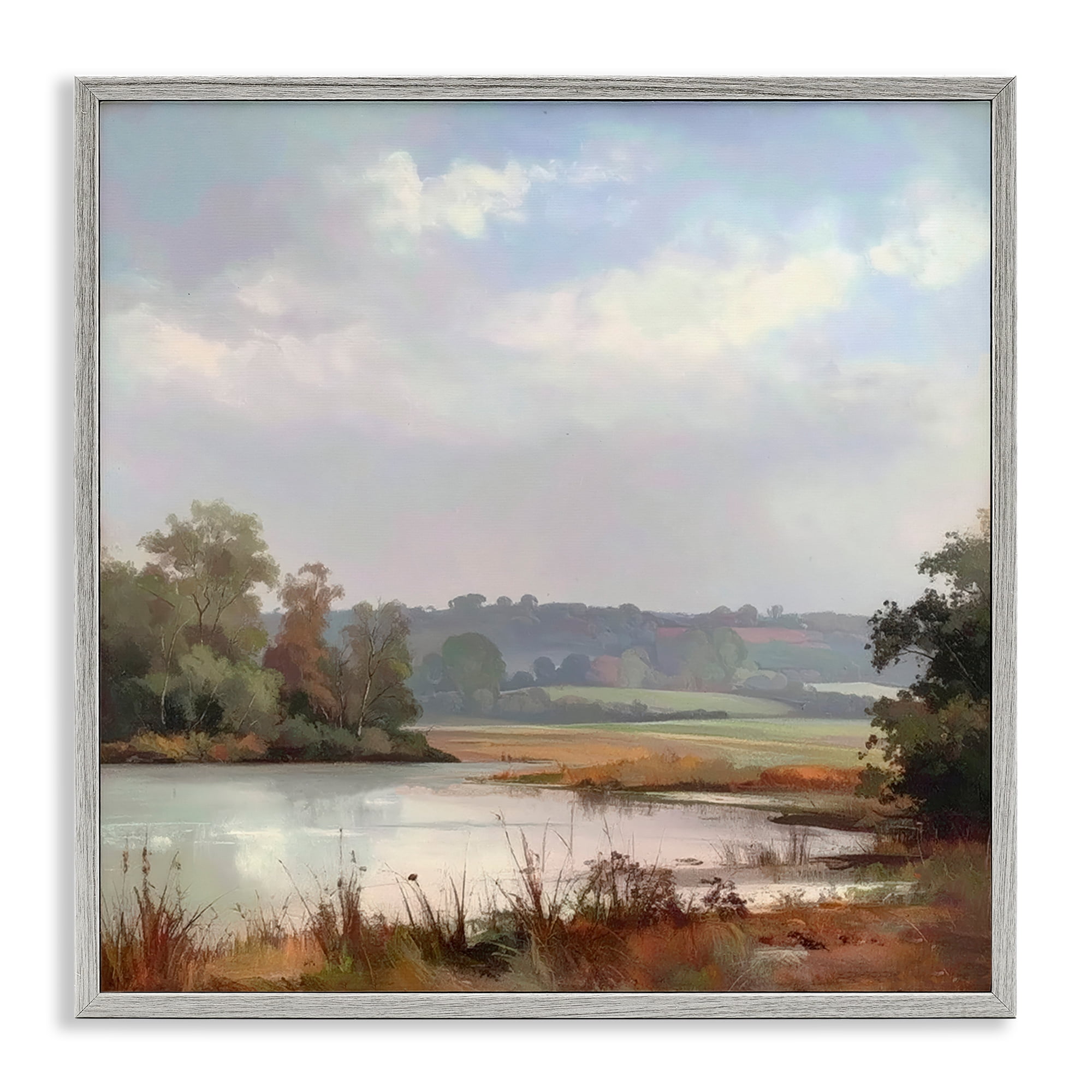 Stupell Industries Riverside Grove Scenery Gray Framed Giclee Art, design by Alonza Saunders