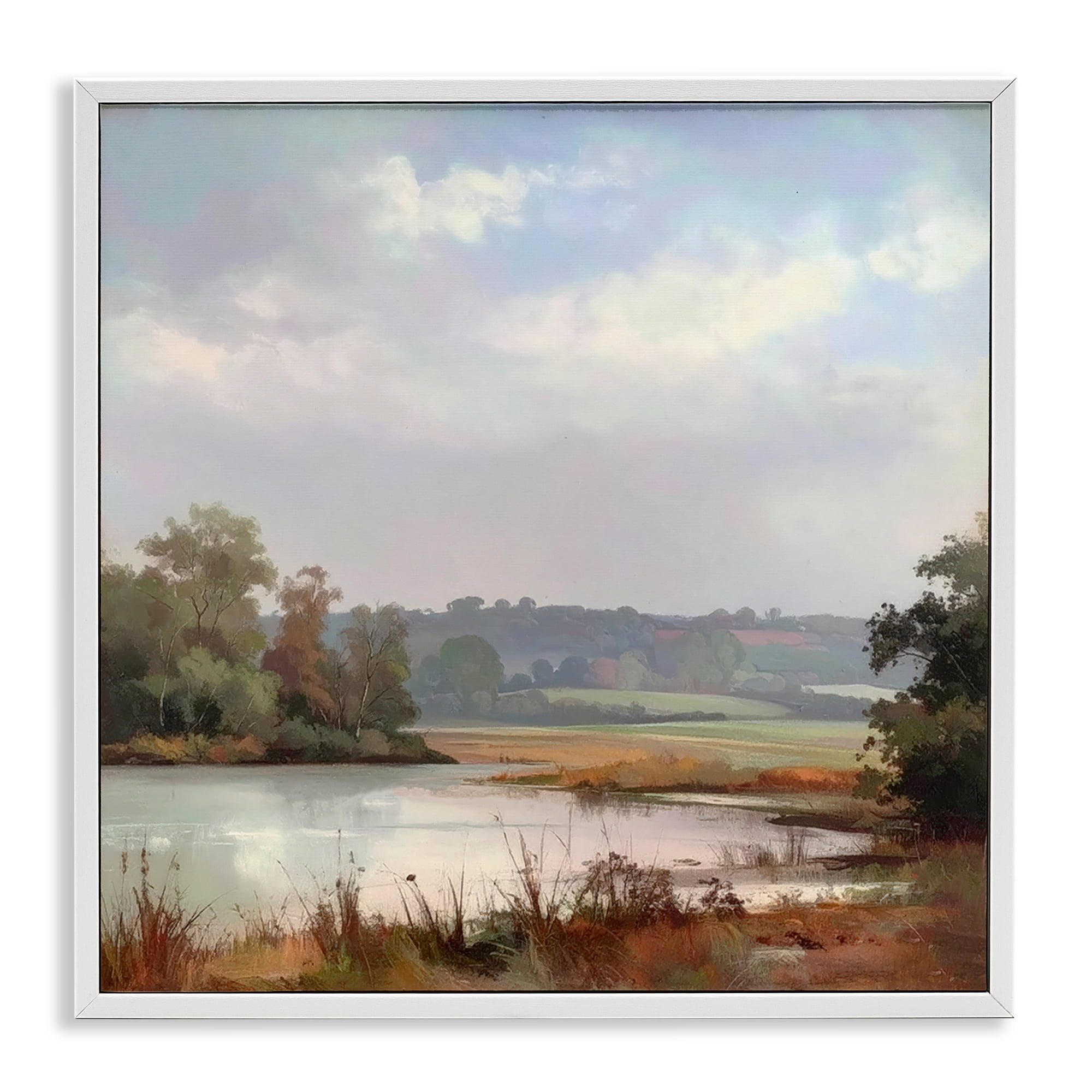 Stupell Industries Riverside Grove Scenery White Framed Giclee Art, design by Alonza Saunders