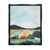 Stupell Industries Riverside Mountain Landscape Scene Painting Jet Black Floating Framed Canvas Print Wall Art, Design by Jan Weiss