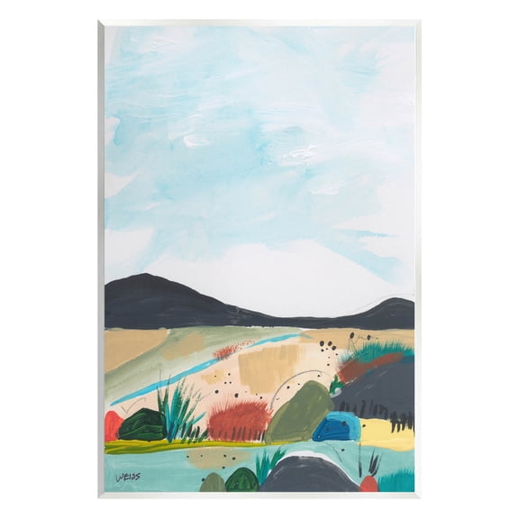 Stupell Industries Riverside Mountain Landscape Scene Painting Unframed Art Print Wall Art, Design by Jan Weiss