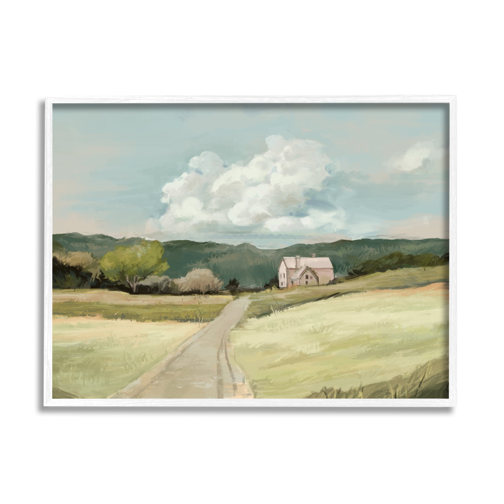 Stupell Industries Road Leading Home Countryside Mountain Landscape Graphic Art Framed Art Print Wall Art, 20x16, By Ziwei Li
