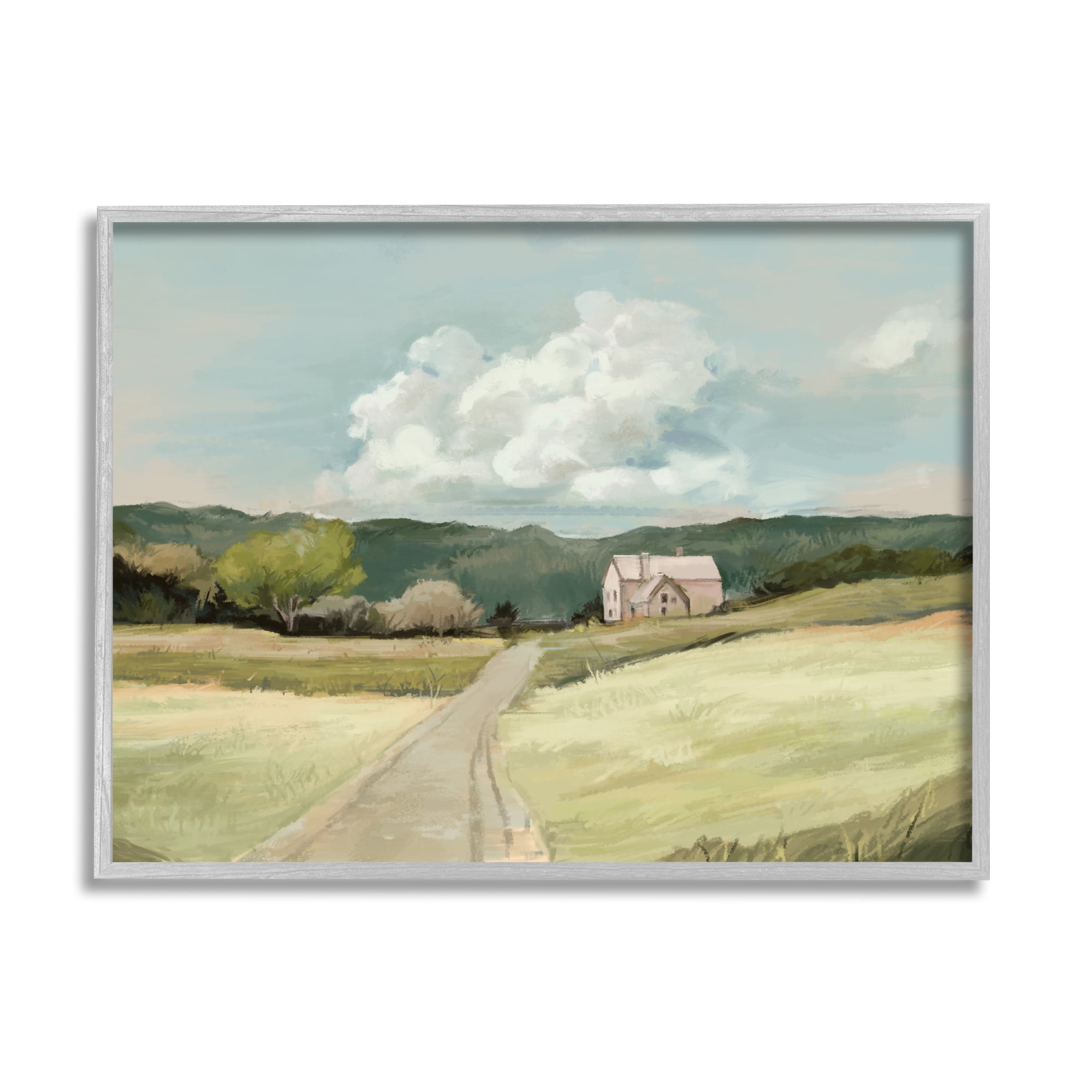 Stupell Industries Road Leading Home Countryside Mountain Landscape Graphic Art Framed Art Print Wall Art, 30x24, By Ziwei Li