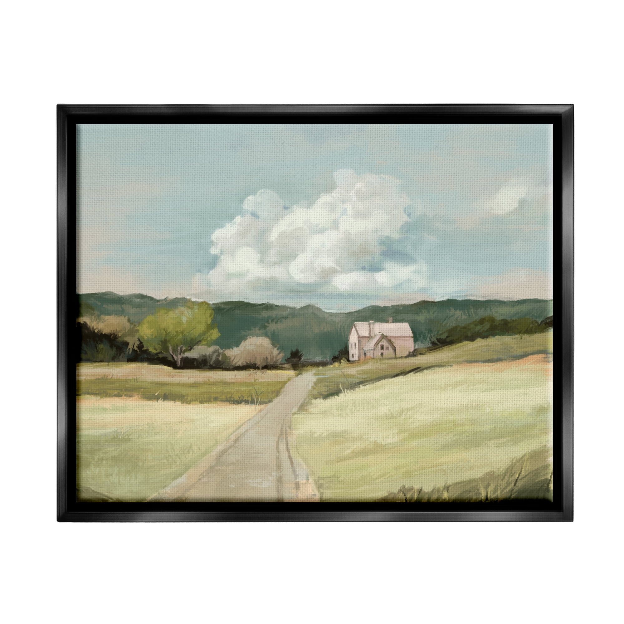 Stupell Industries Road Leading Home Countryside Mountain Landscape Jet Black Framed Floating Canvas Wall Art, 24x30, by Ziwei Li