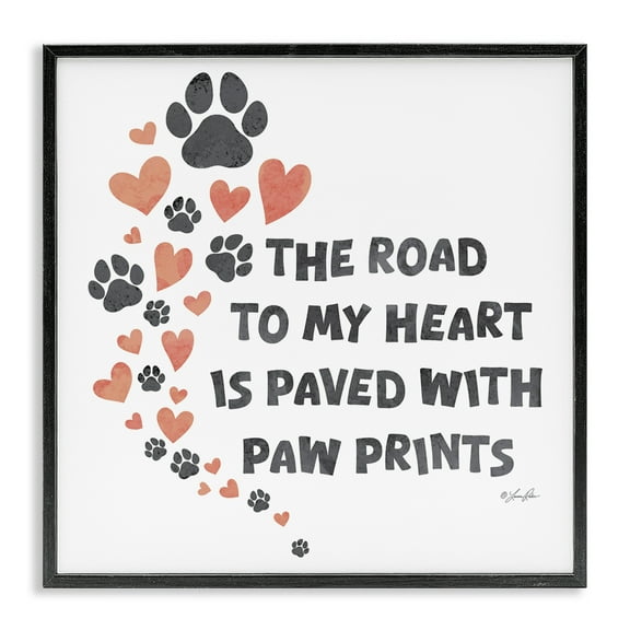 Stupell Industries Road To My Heart Typography Painting Black Framed Art Print Wall Art, 12 x 12