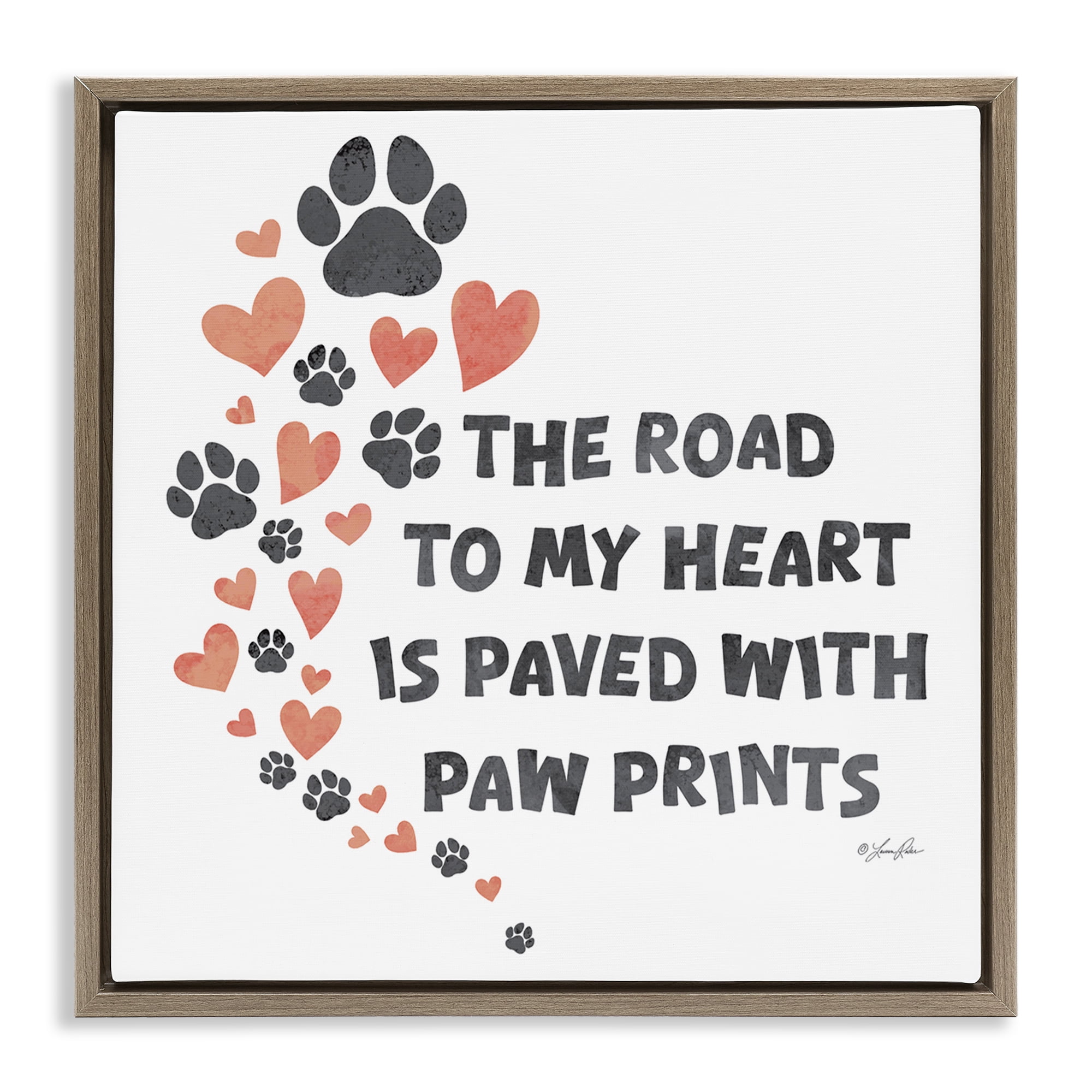 Stupell Industries Road To My Heart Typography Painting Brown Floater Framed Canvas Art Print Wall Art, 18 x 18
