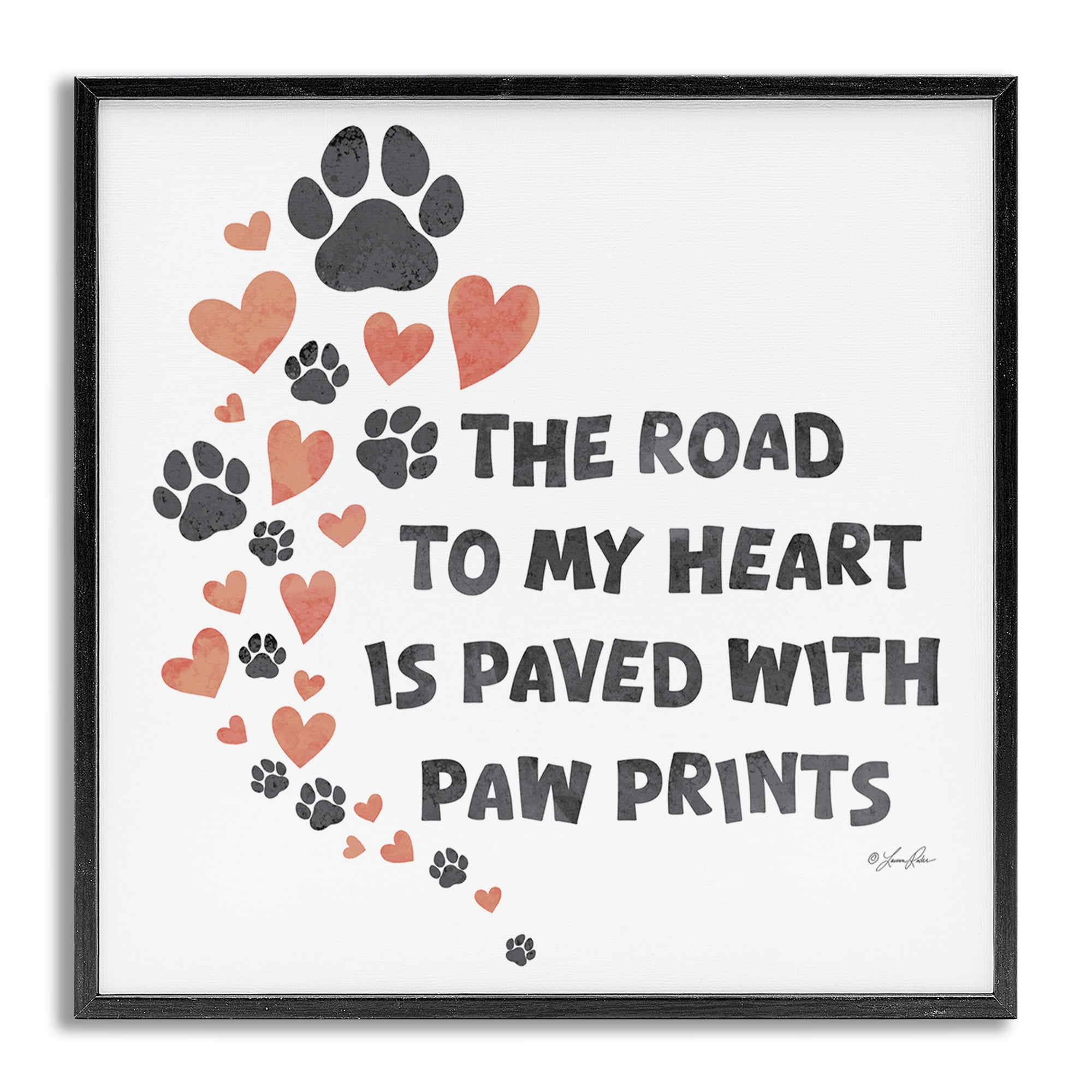 Stupell Industries Road To My Heart Typography Painting Gray Framed Art Print Wall Art, 12 x 12