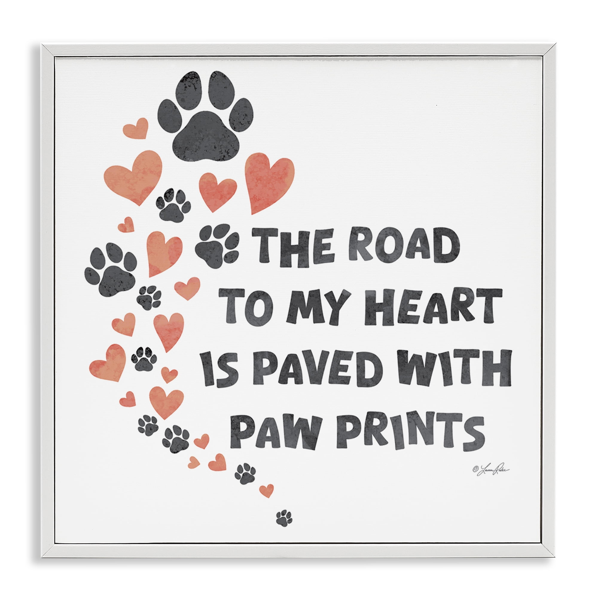 Stupell Industries Road To My Heart Typography Painting White Framed Art Print Wall Art, 24 x 24