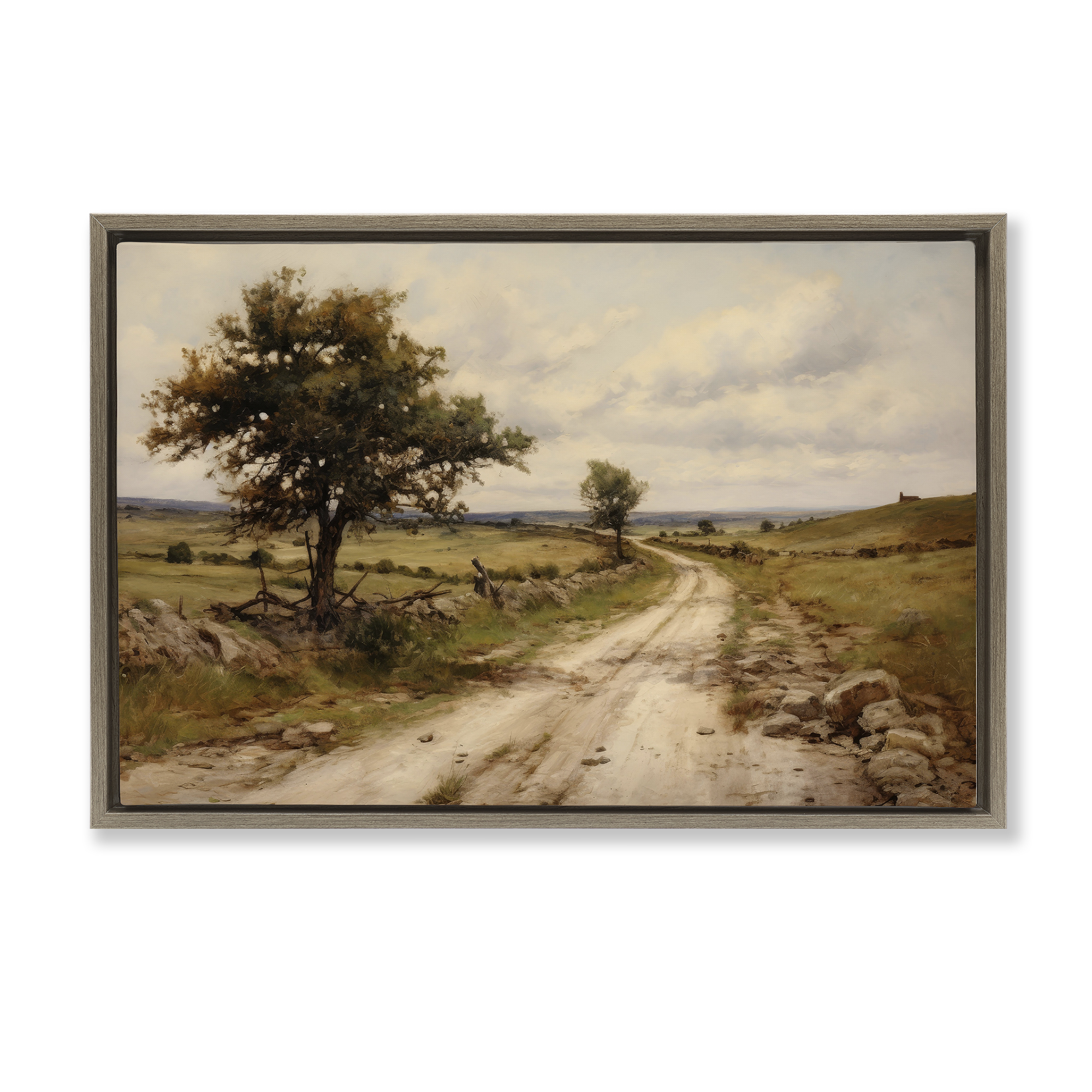 Stupell Industries Road To Nowhere Landscape & Nature Painting Brown Floater Framed Canvas Art Print Wall Art, 25 x 17