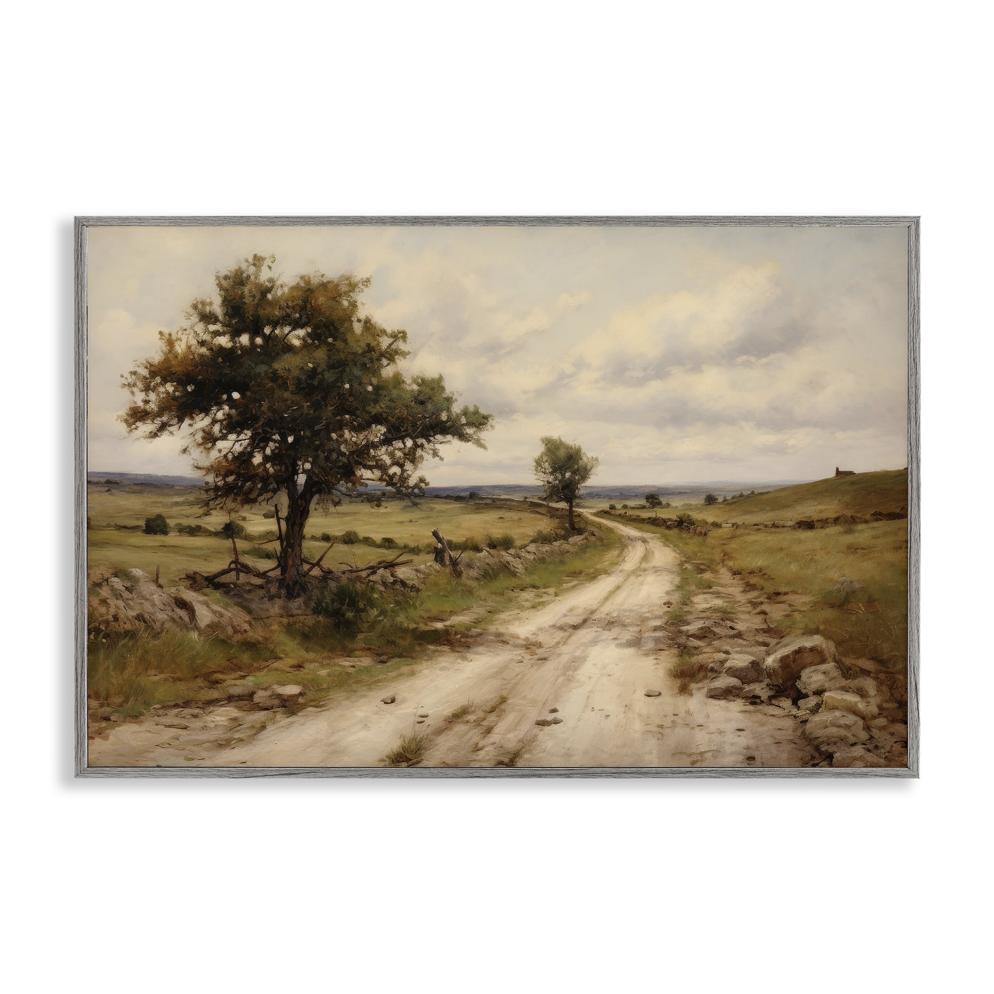 Stupell Industries Road To Nowhere Landscape & Nature Painting Gray Framed Art Print Wall Art, 18 x 12