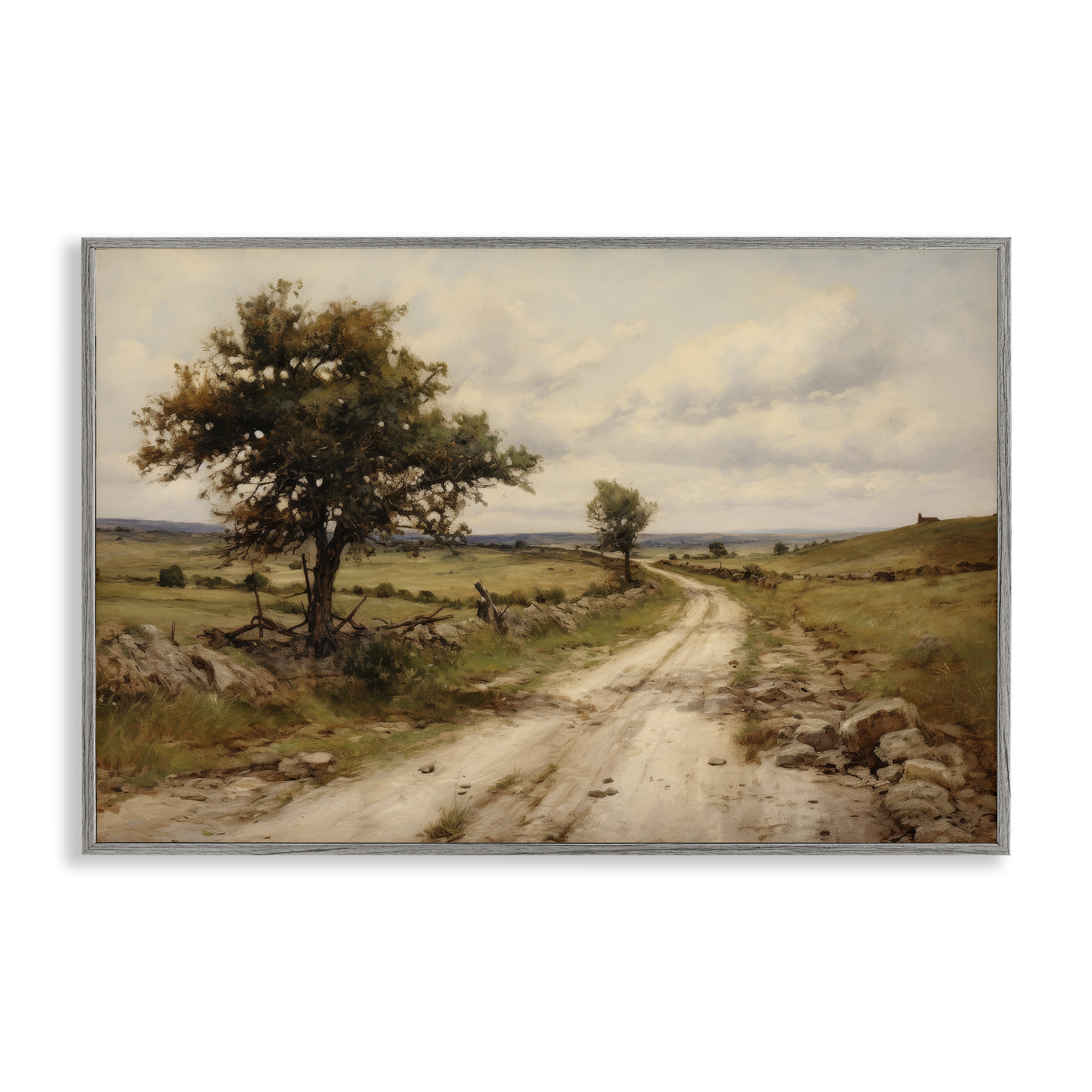 Stupell Industries Road To Nowhere Landscape & Nature Painting Gray Framed Art Print Wall Art, 24 x 16