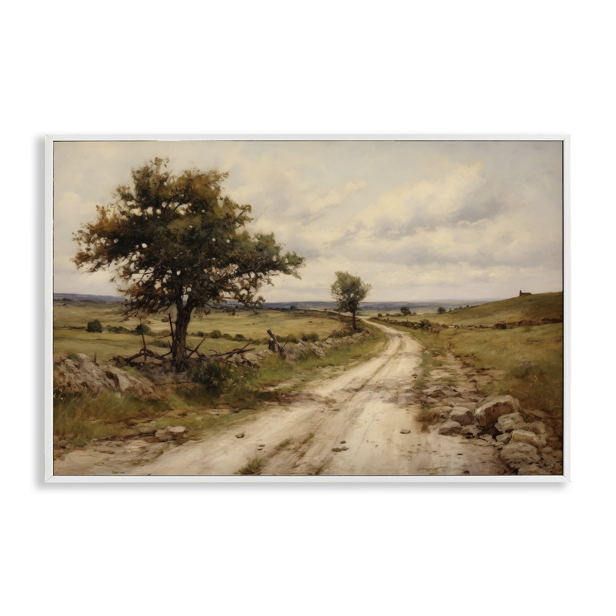 Stupell Industries Road To Nowhere Landscape & Nature Painting White Framed Art Print Wall Art, 24 x 16