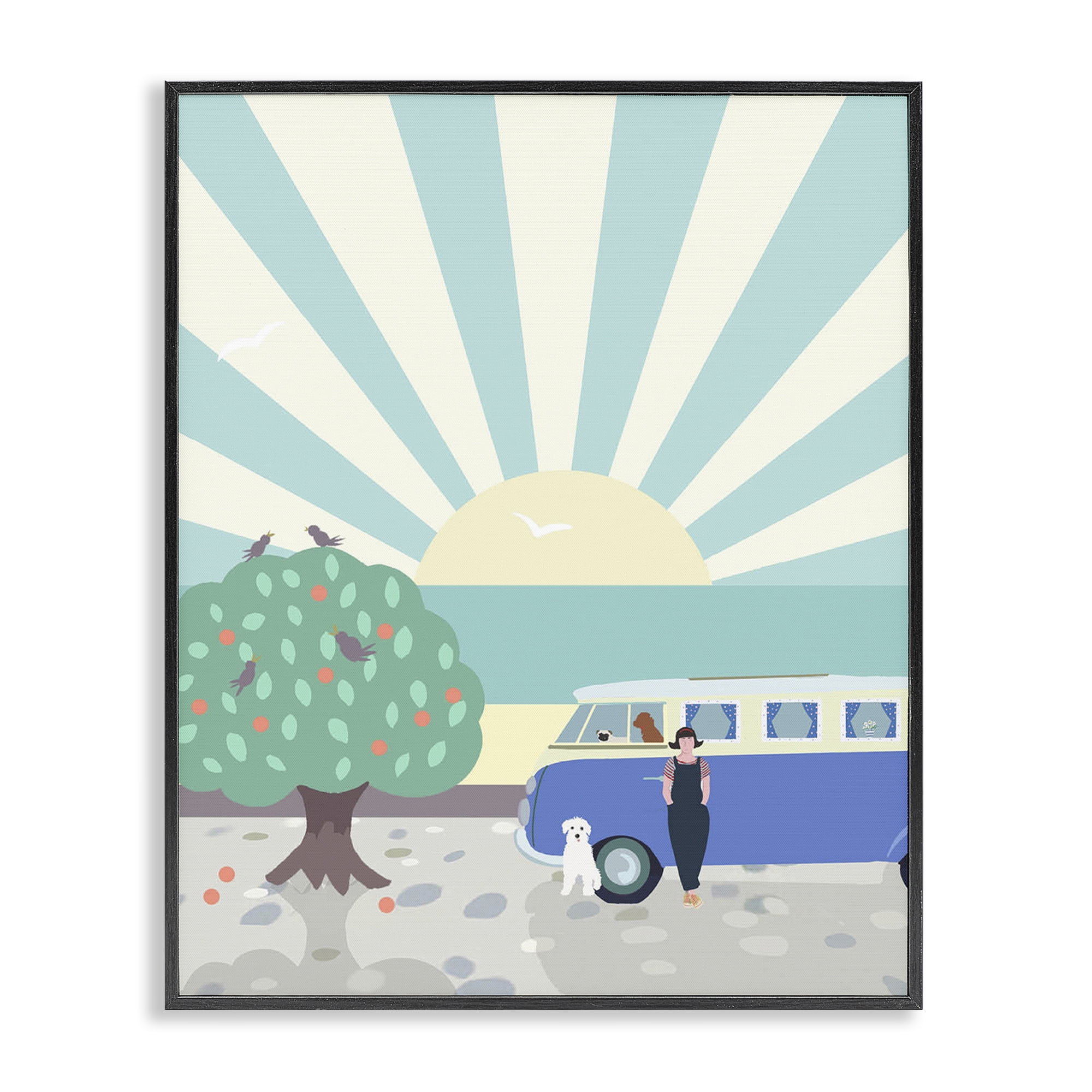 Stupell Industries Road Trip Stop Nautical & Beach Painting Black Framed Art Print Wall Art, 16 x 20