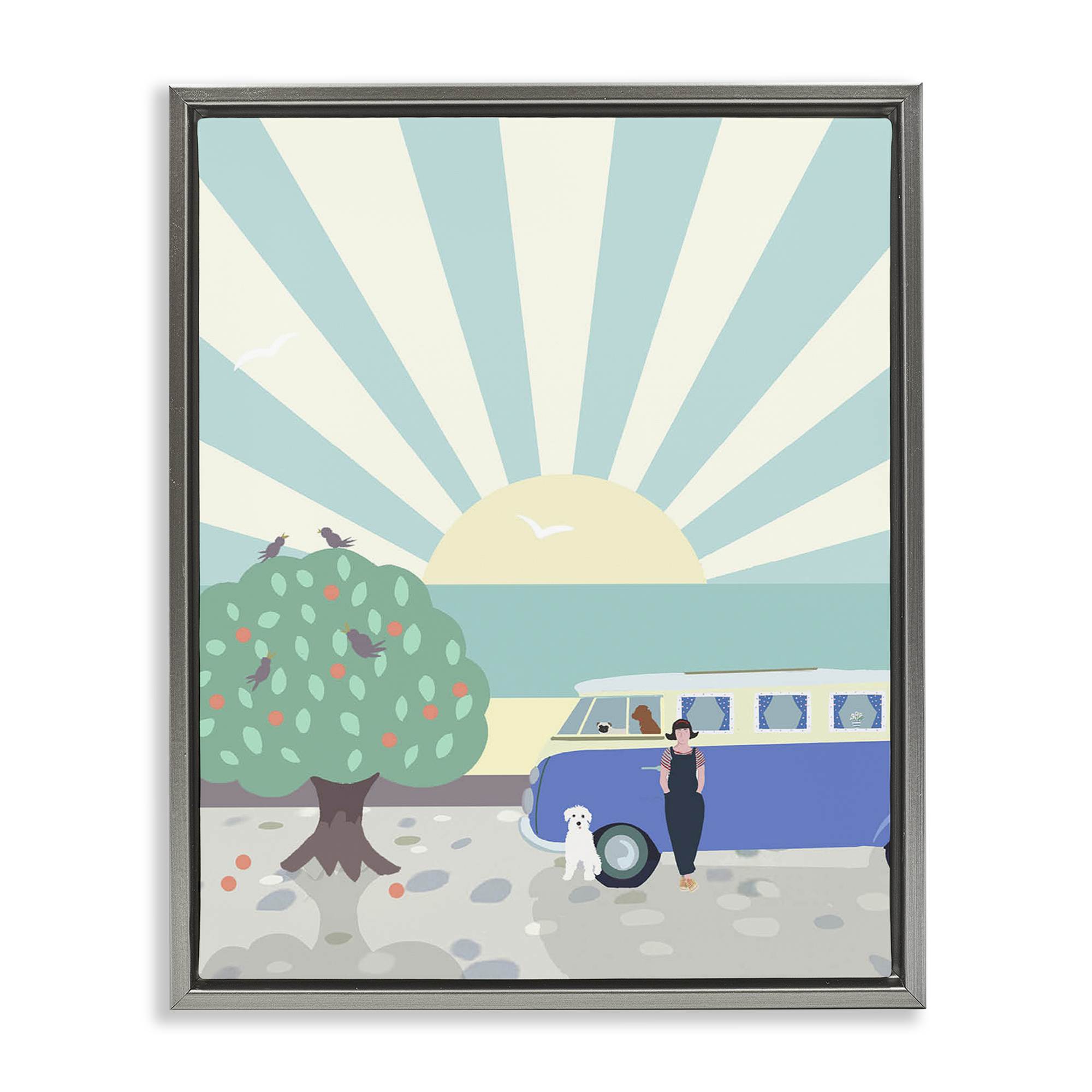 Stupell Industries Road Trip Stop Nautical & Beach Painting Gray Floater Framed Canvas Art Print Wall Art, 25 x 31