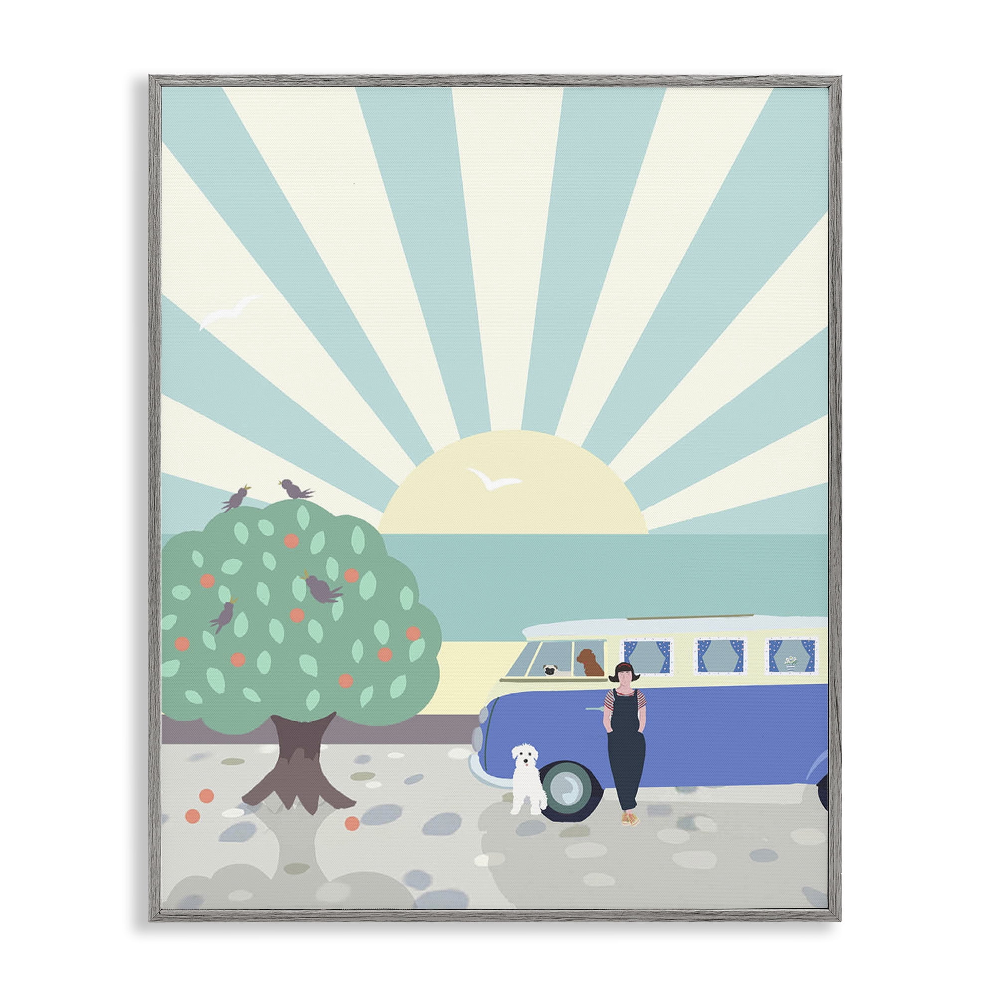 Stupell Industries Road Trip Stop Nautical & Beach Painting Gray Framed Art Print Wall Art, 11 x 14