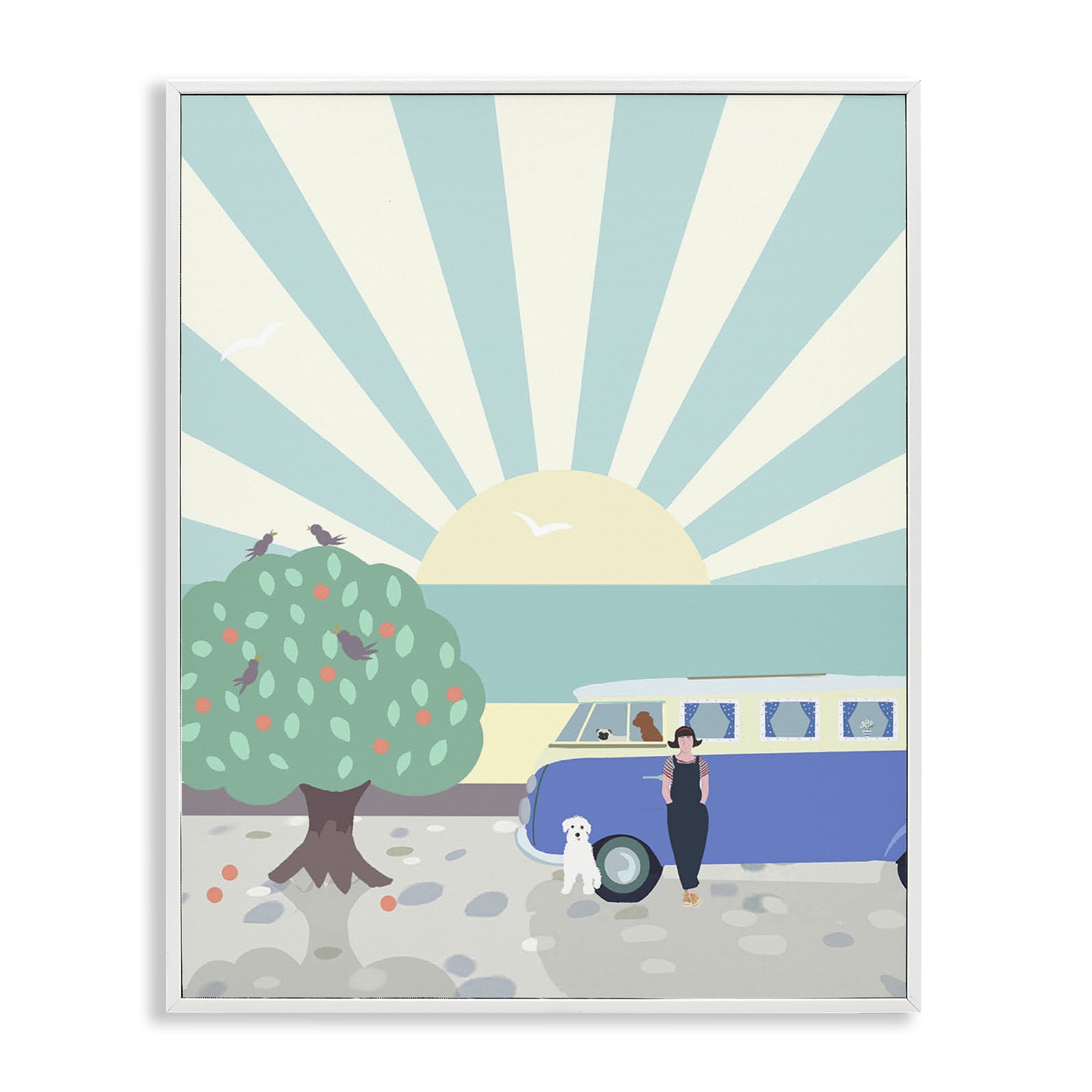 Stupell Industries Road Trip Stop Nautical & Beach Painting White Framed Art Print Wall Art, 24 x 30