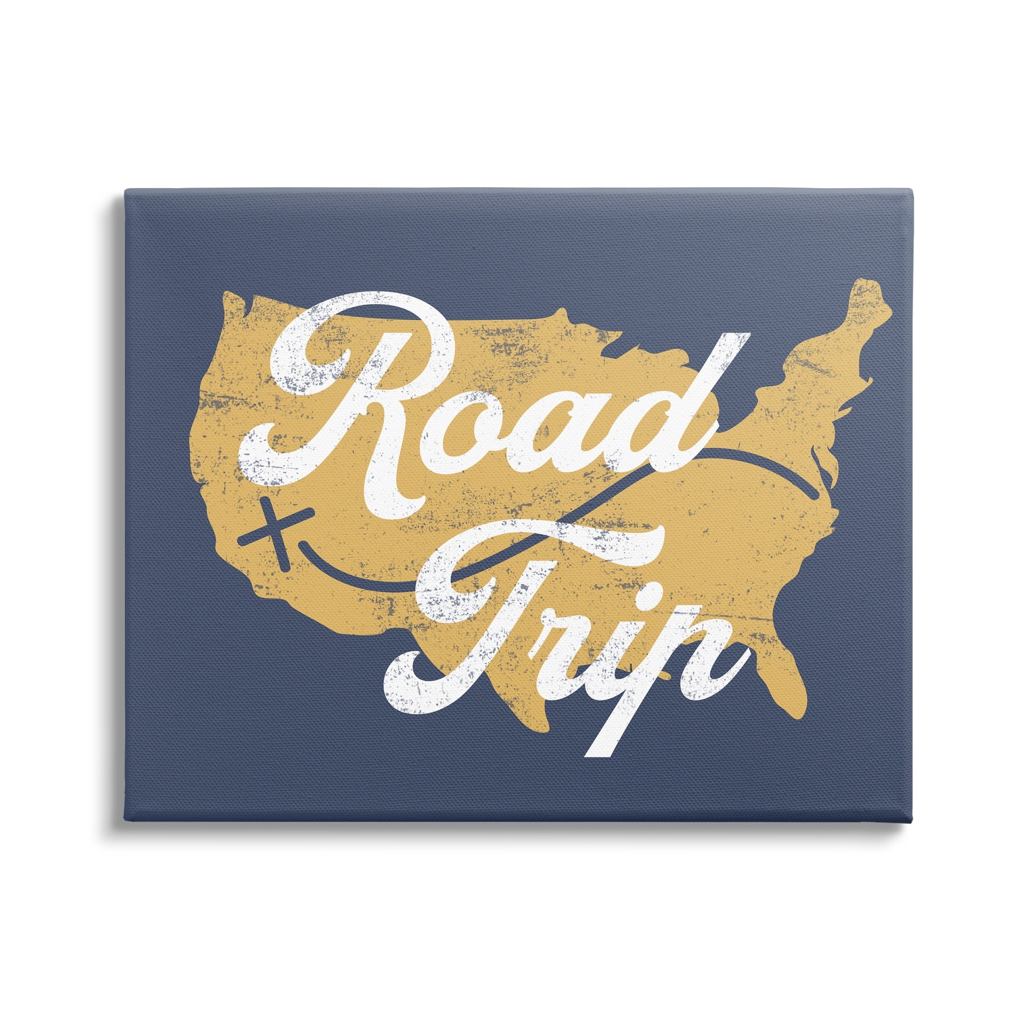 Stupell Industries Road Trip Vintage Text Traveling Country Map Canvas Wall Art, 20 x 16, Design by Lil' Rue