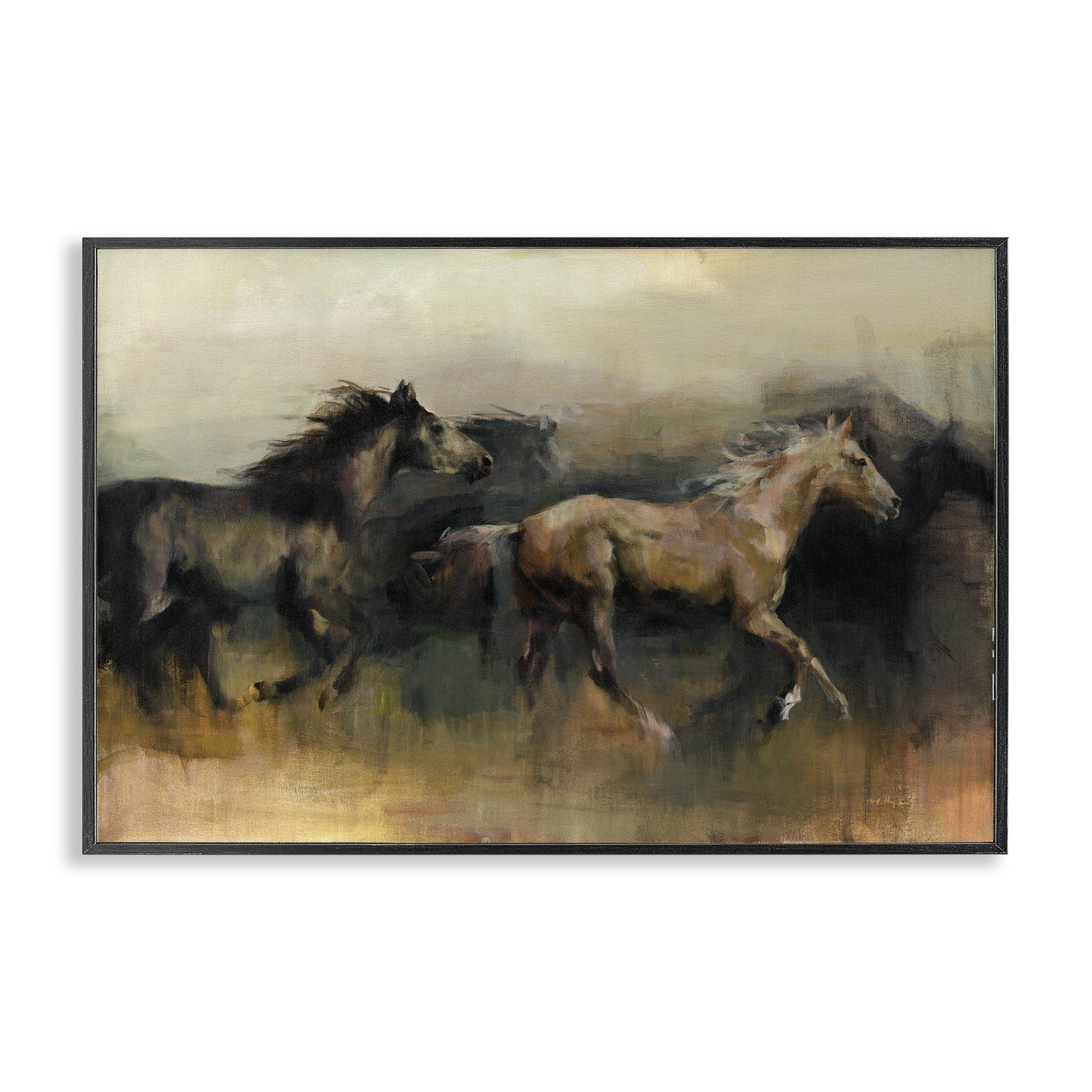 Stupell Industries Roaming The West Horses Animals Painting Black Framed Art Print Wall Art, 24 x 16