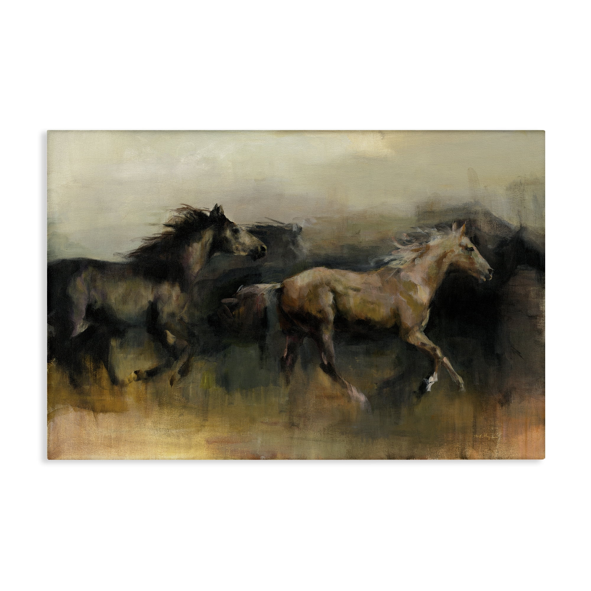 Stupell Industries Roaming The West Horses Animals Painting Wrapped Canvas Art Print Wall Art, 45 x 30