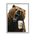 thumbnail image 1 of Stupell Industries Roaring Bear with Coffee Animals & Insects Painting Gray Framed Art Print Wall Art, 11 x 14, 1 of 8