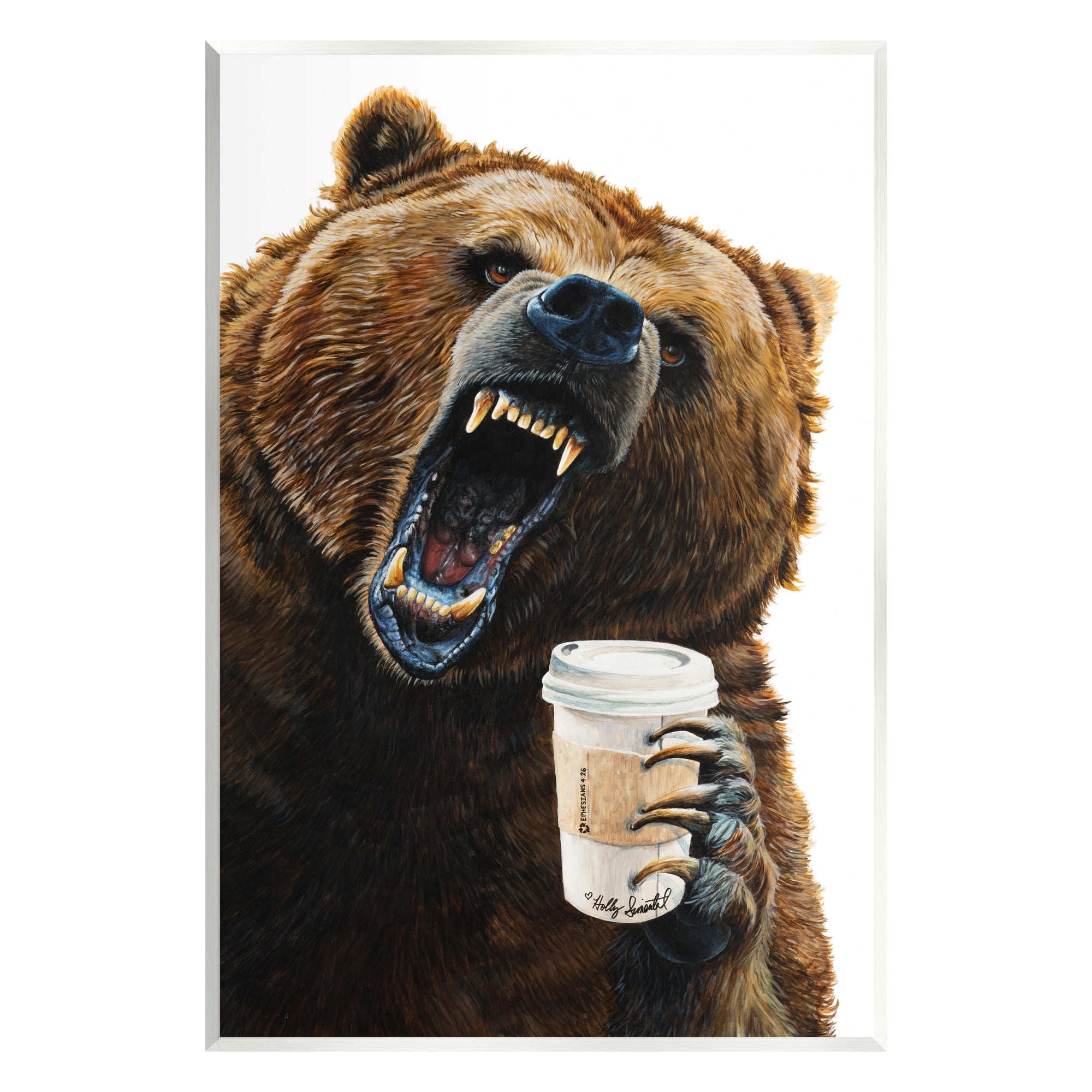Stupell Industries Roaring Bear with Coffee Animals & Insects