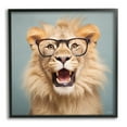 thumbnail image 1 of Stupell Industries Roaring Lion in Glasses Animals & Insects Painting Black Framed Art Print Wall Art, 24 x 24, 1 of 9