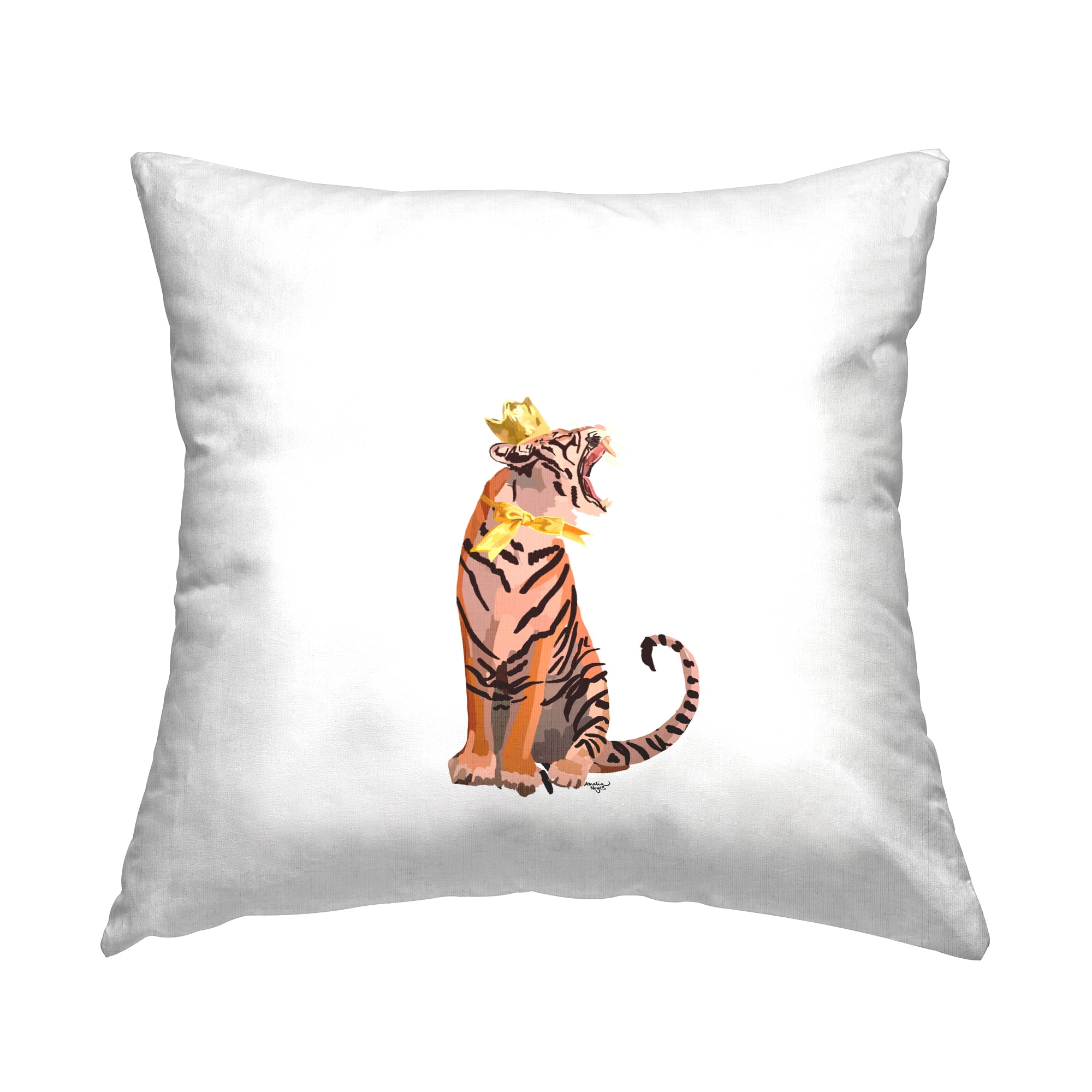 Stupell Industries Roaring Royal Tiger Decorative Printed Throw Pillow, 18 x 18