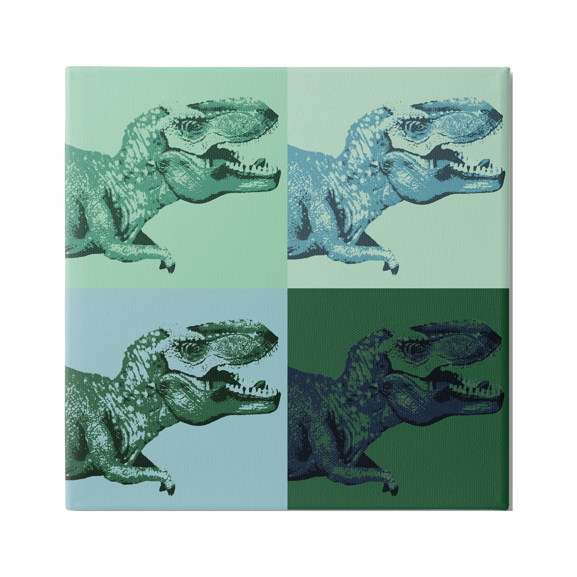 Stupell Industries Roaring T-Rex Dinosaur Kids Vintage Pop Style Graphic Art Gallery Wrapped Canvas Print Wall Art, Design by Daphne Polselli