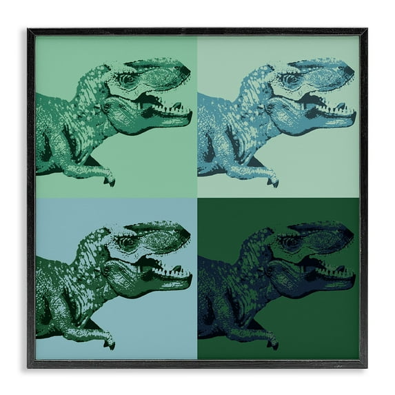 Stupell Industries Roaring T-Rex Dinosaur Kids Vintage Pop Style Graphic Art White Framed Art Print Wall Art, Design by Daphne Polselli