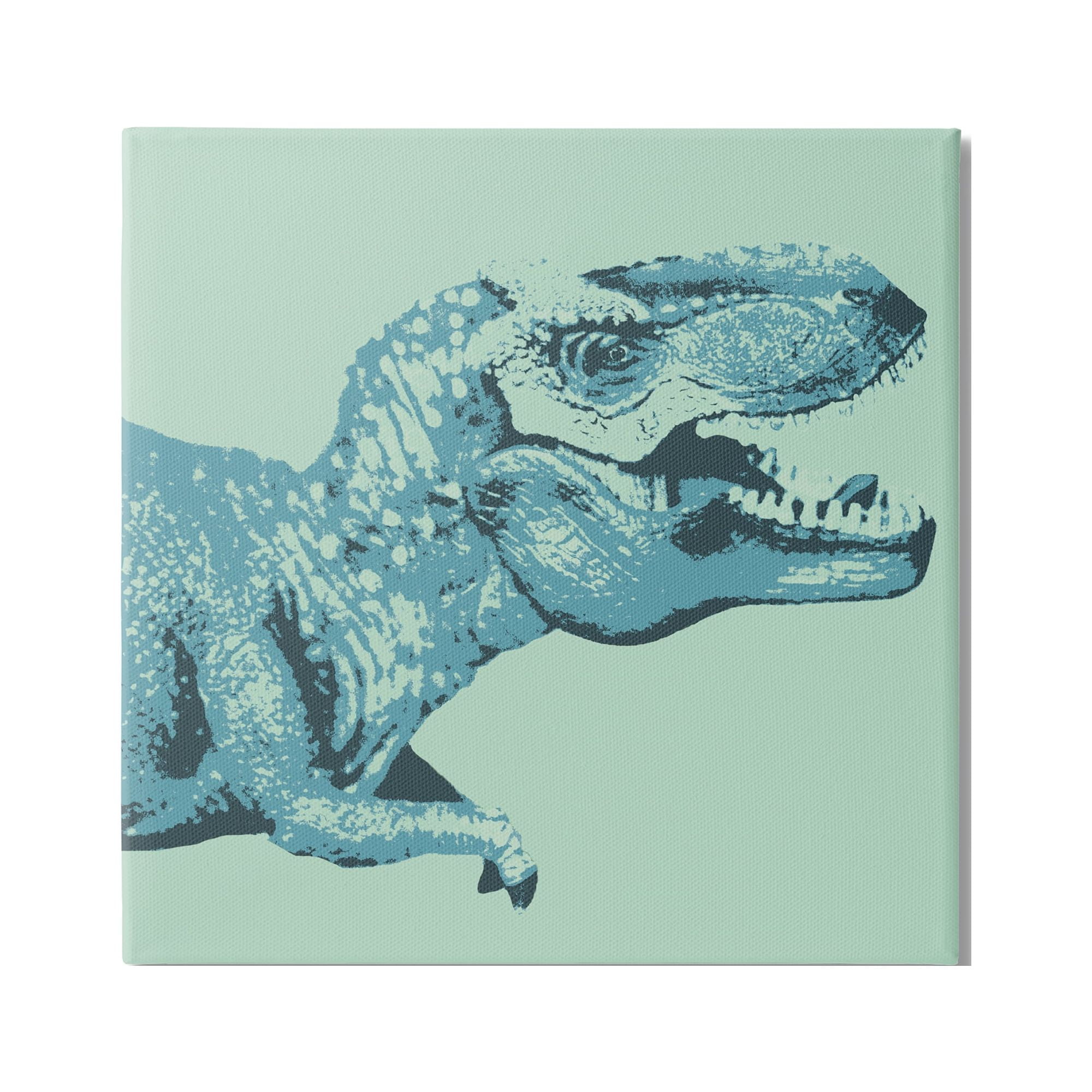 Stupell Industries Roaring T-Rex Dinosaur Vintage Stamp Style Design Graphic Art Gallery Wrapped Canvas Print Wall Art, Design by Daphne Polselli