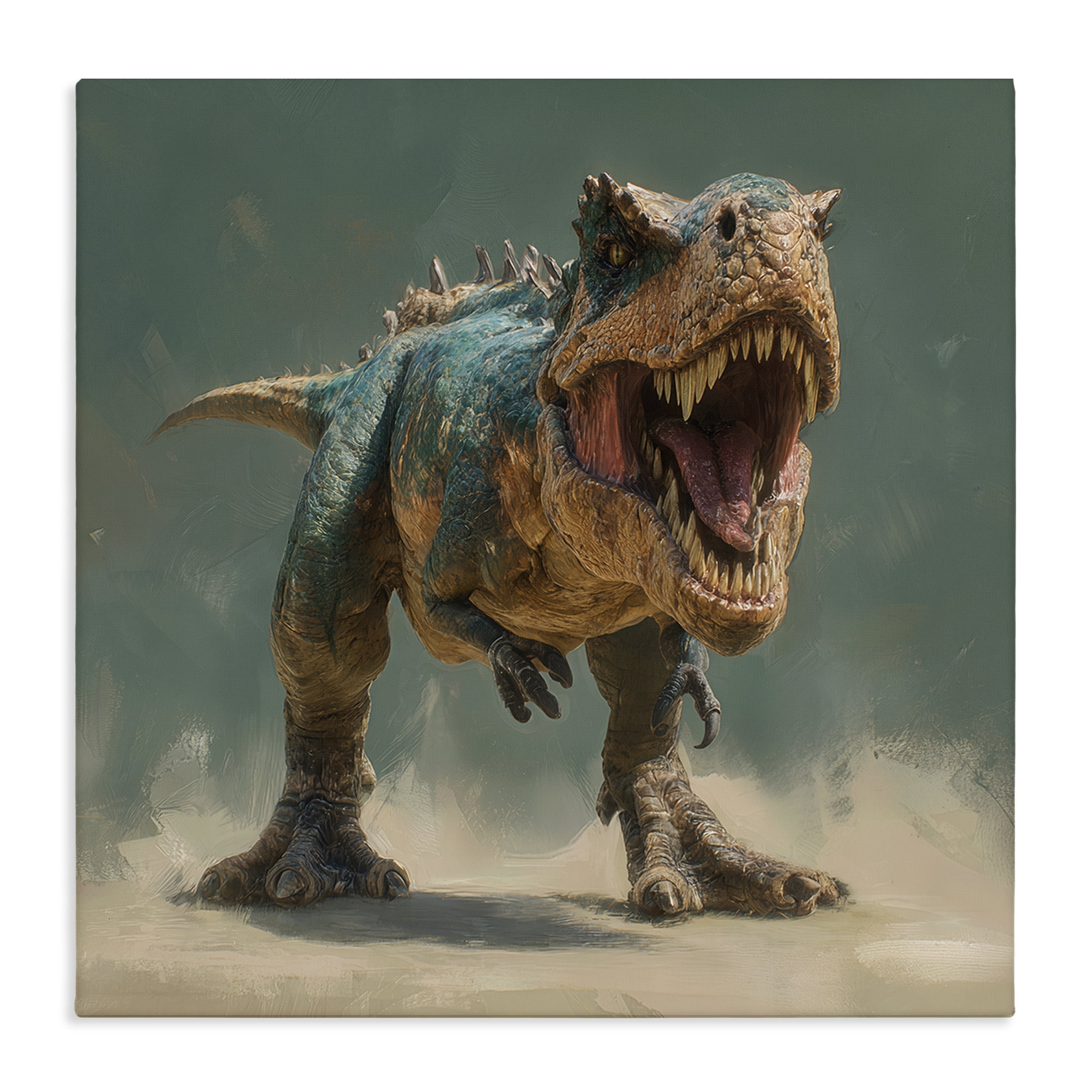 Stupell Industries Roaring T-Rex in Green Canvas Wall Art, design by Wumples