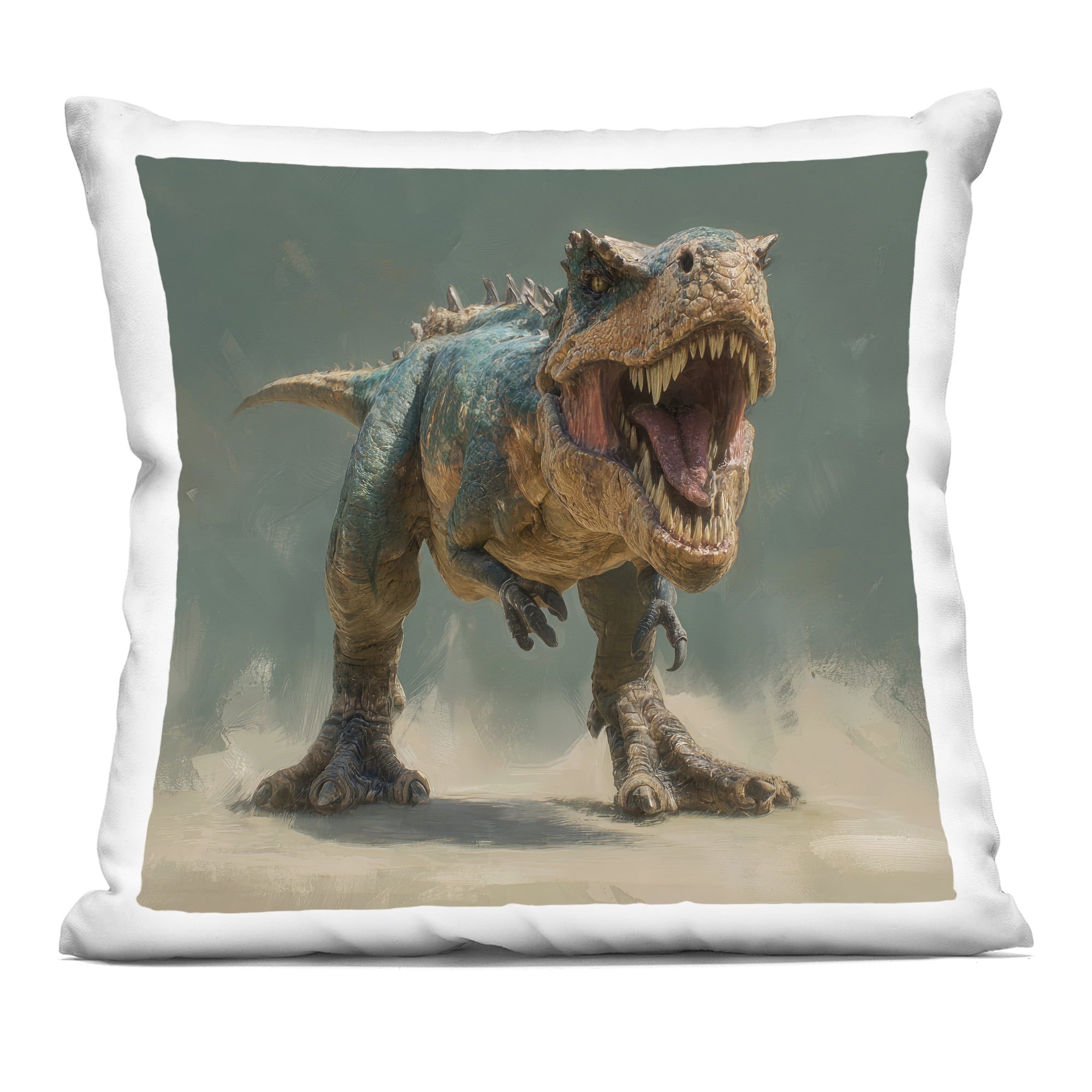 Stupell Industries Roaring T-Rex in Green Decorative Printed Throw Pillow, design by Wumples, 18 x 7 x 18