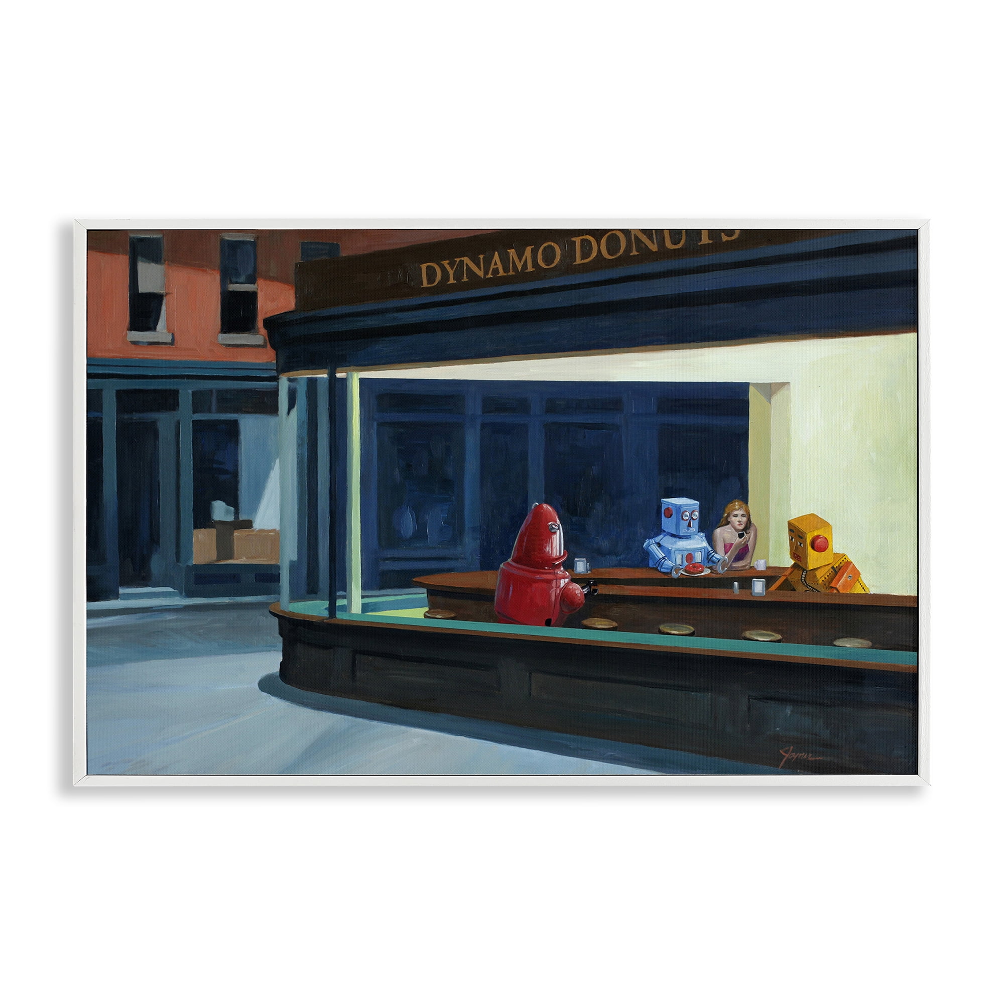 Stupell Industries Robots in Donut Shop White Framed Giclee Art, design by Eric Joyner