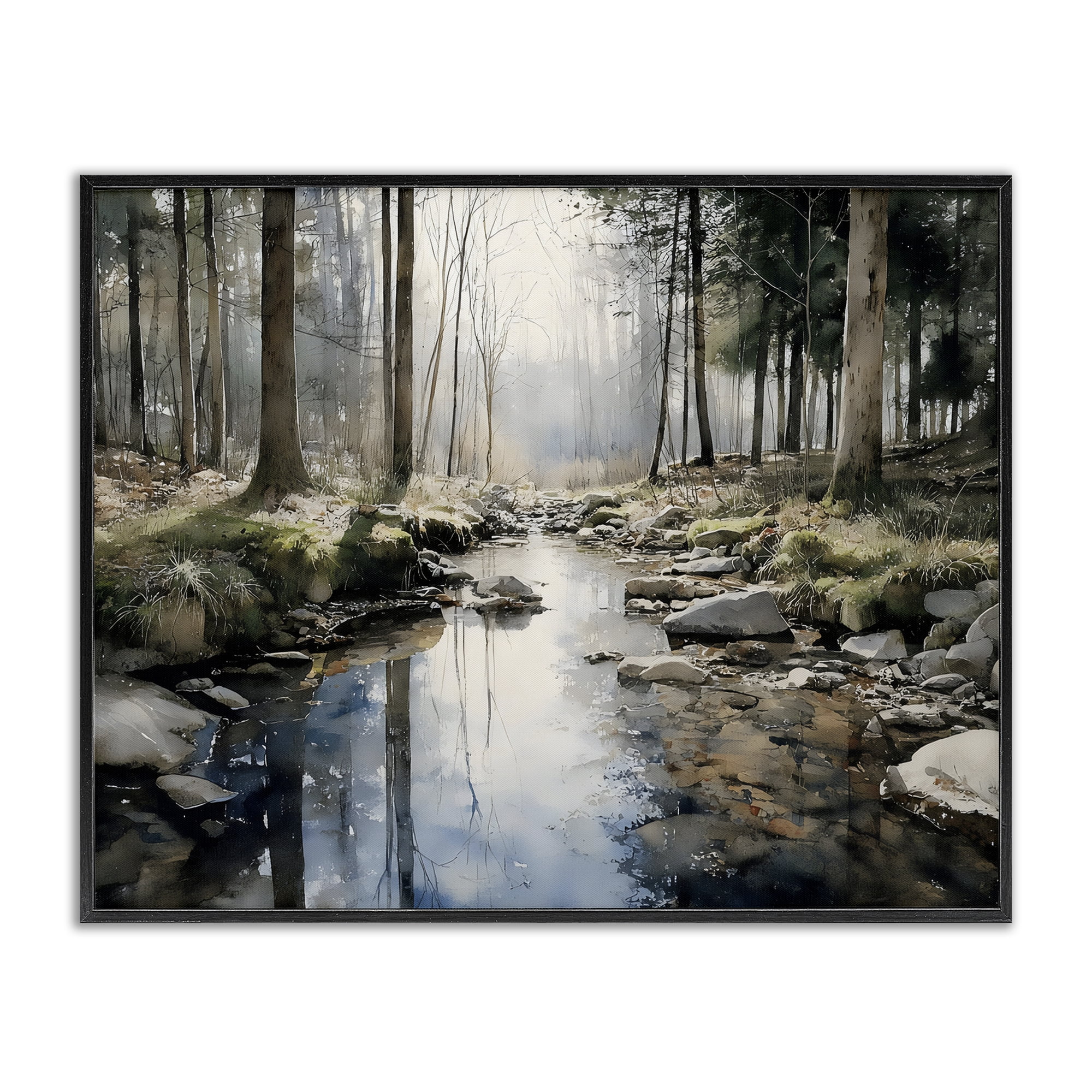 Stupell Industries Rock Creek in Morning Mist Black Framed Giclee Art, design by Franklyn Gregory