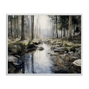 Stupell Industries Rock Creek in Morning Mist White Framed Giclee Art, design by Franklyn Gregory
