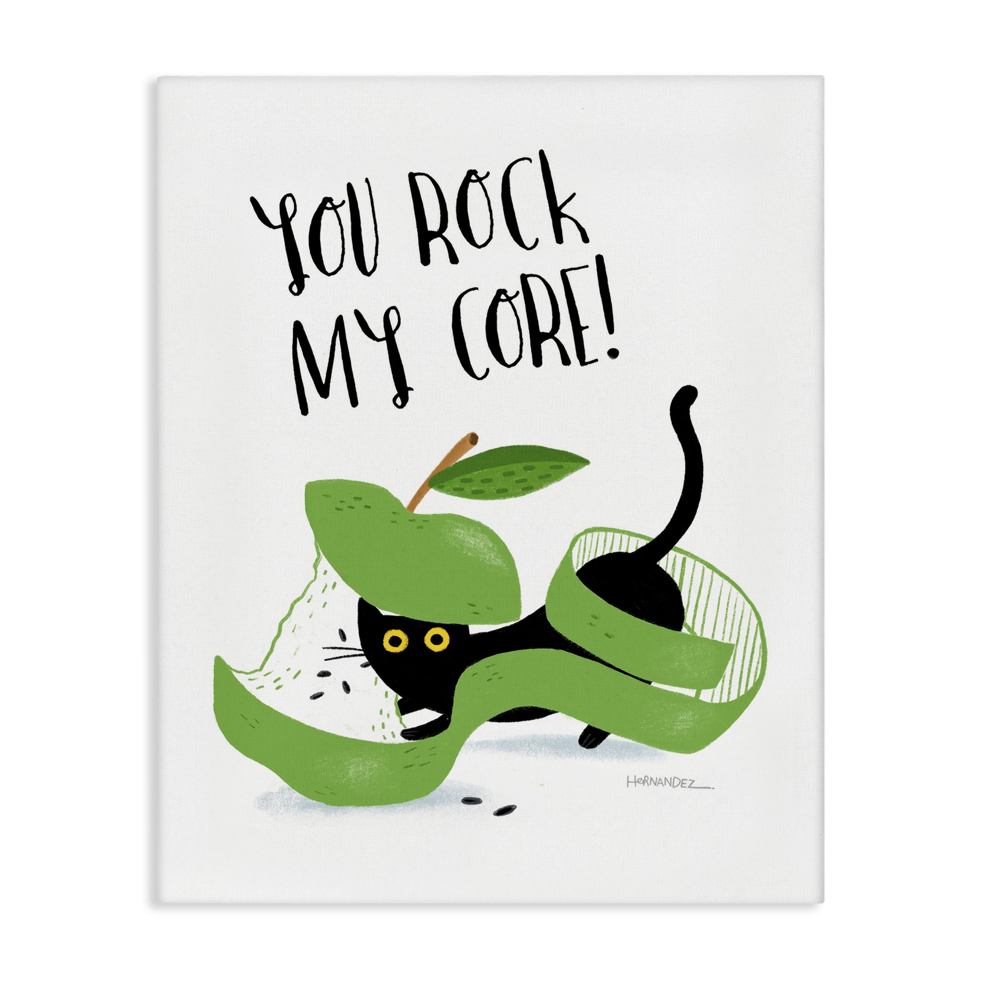 Stupell Industries Rock My Core Cat Animals Painting Wrapped Canvas Art Print Wall Art, 16 x 20