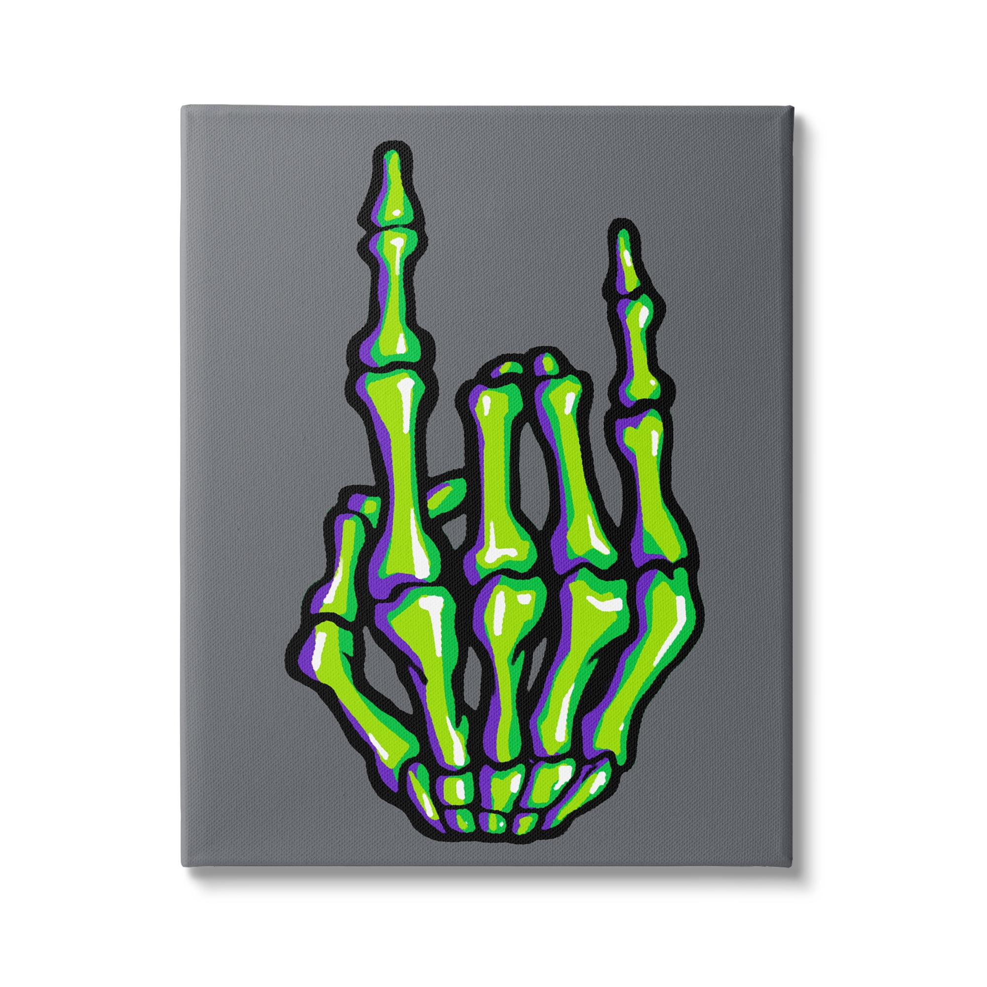 Stupell Industries Rock On Skeleton Hand Holiday Painting Gallery Wrapped Canvas Print Wall Art, 16 x 20
