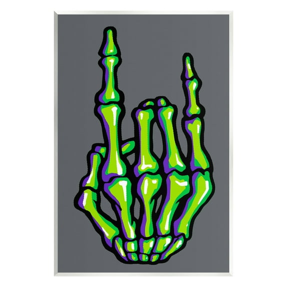 Stupell Industries Rock On Skeleton Hand Holiday Painting Unframed Art Print Wall Art, 10 x 15