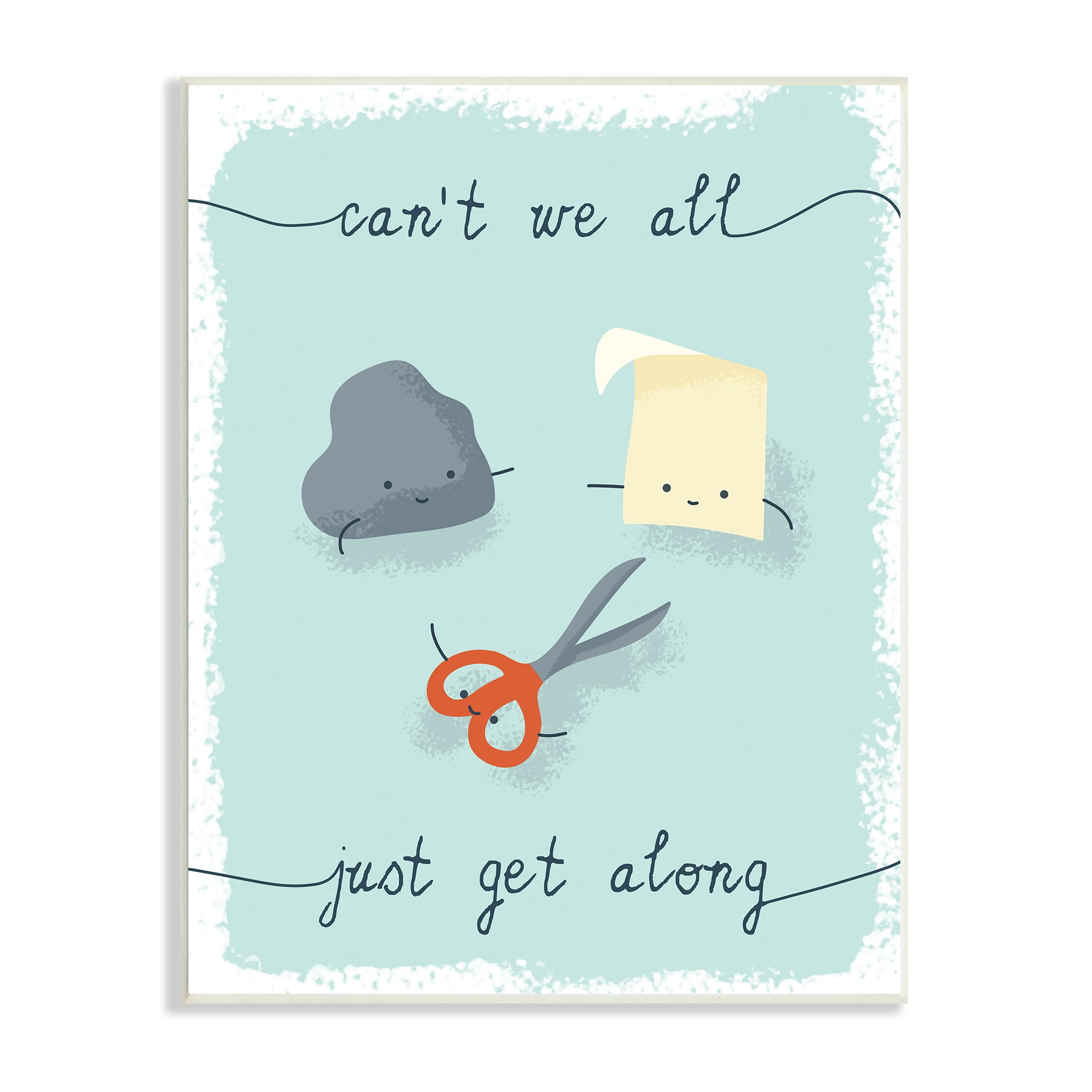 Stupell Industries Rock Paper Scissors Playful Illustration All Get Along, 13 x 19, Designed by Daphne Polselli