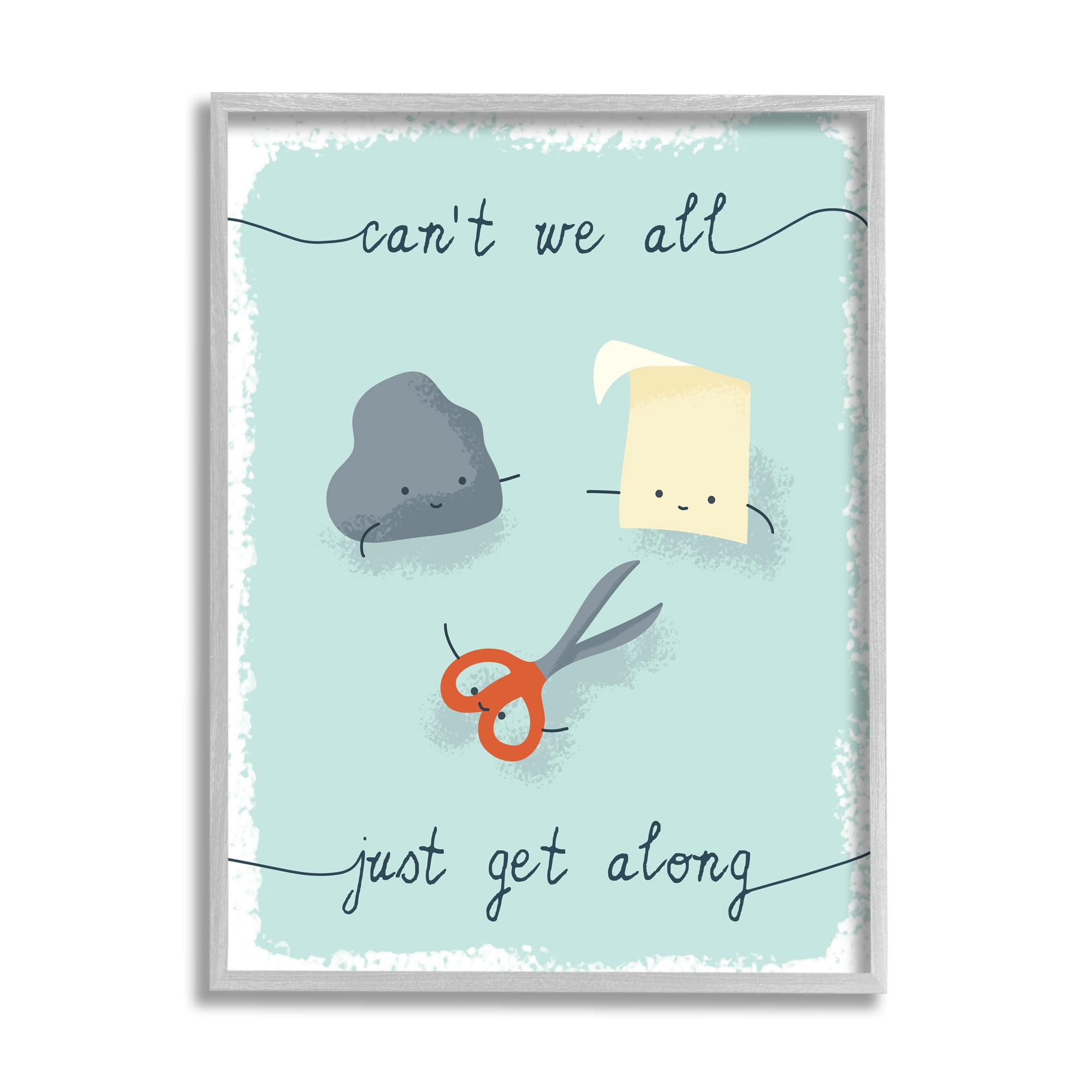 Stupell Industries Rock Paper Scissors Playful Illustration All Get Along, 16 x 20, Designed by Daphne Polselli