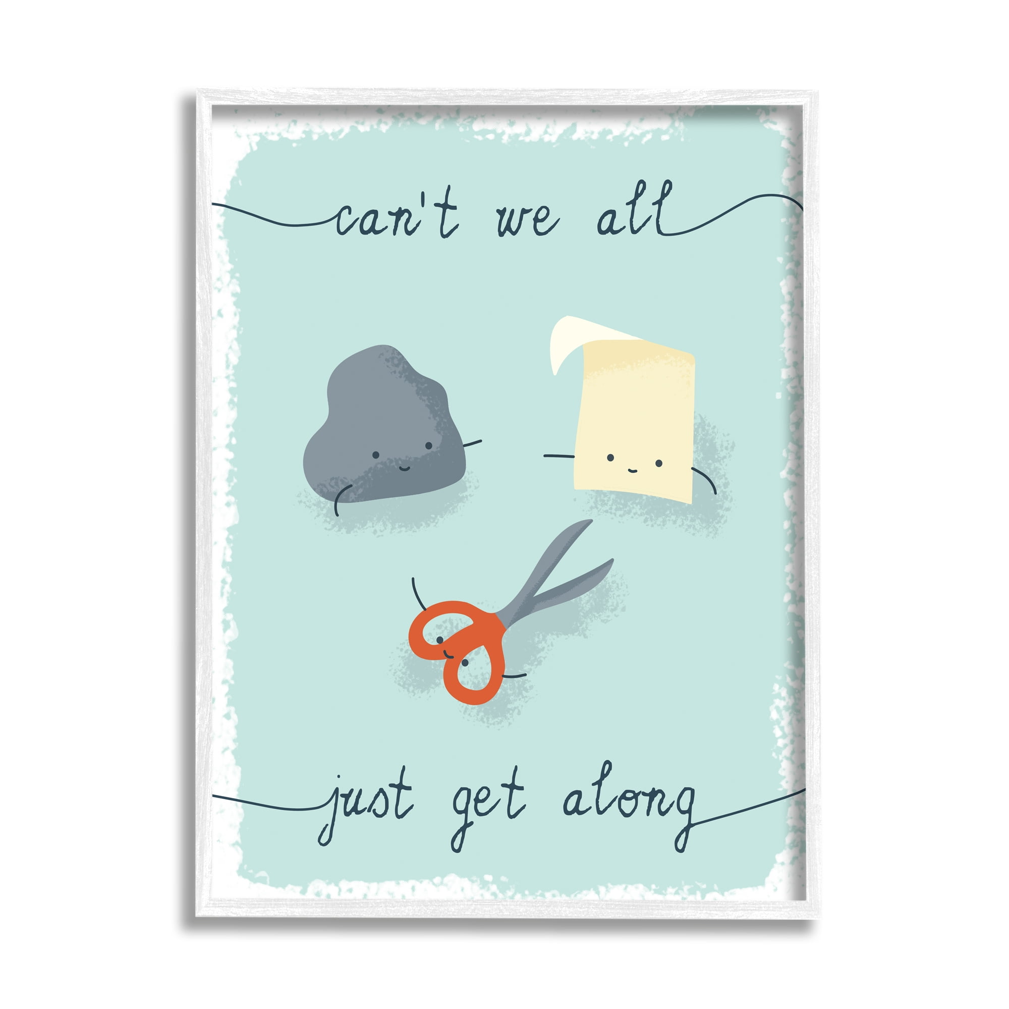 Stupell Industries Rock Paper Scissors Playful Illustration All Get Along, 16 x 20, Designed by Daphne Polselli