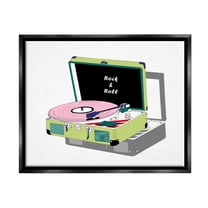 Stupell Industries Rock & Roll Vintage Record Player Graphic Art Jet Black Floating Framed Canvas Print Wall Art, Design by Melissa Wang