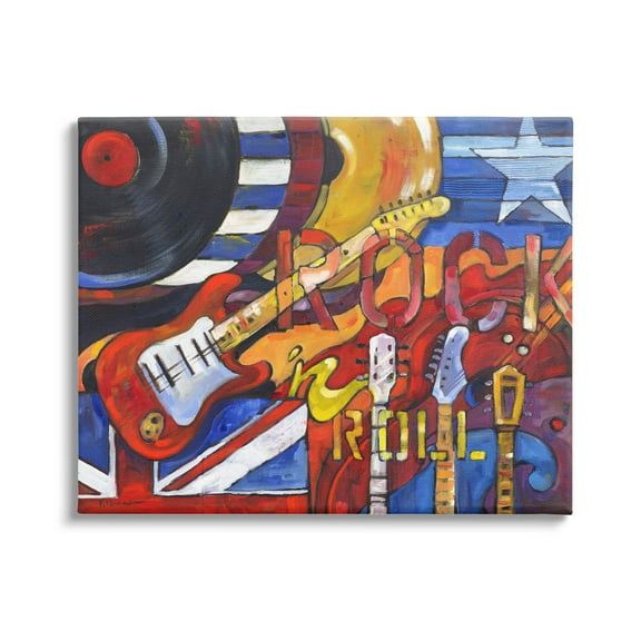 Stupell Industries Rock 'n Roll Music Tribute Painting Gallery Wrapped Canvas Print Wall Art, Design by Paul Brent