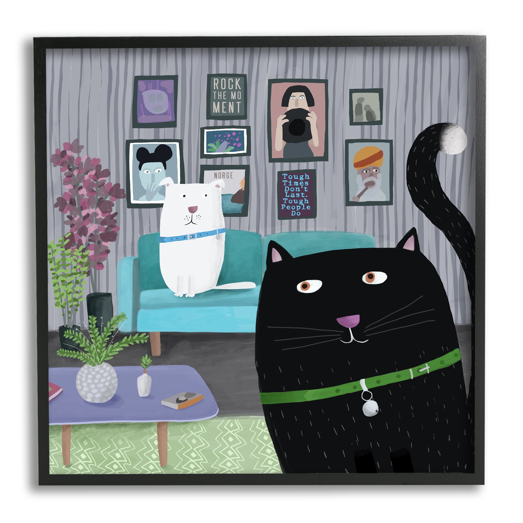 Stupell Industries Rock the Moment Phrase Family Pet Living Room, 24 x 24,Design by Carla Daly