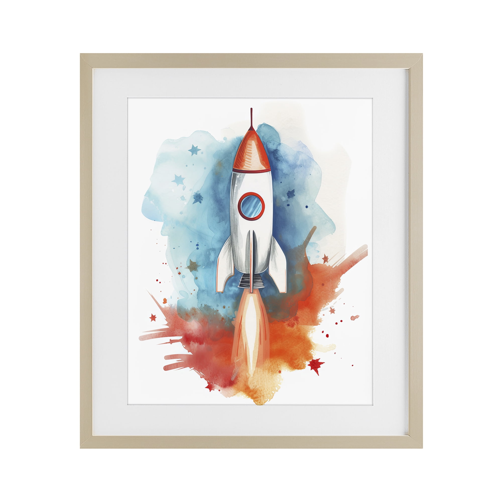 Stupell Industries Rocket Launch Adventure Birch Framed Print Under Glass, design by Ray Powers