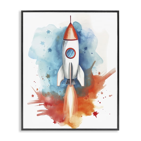 Stupell Industries Bohemian Rocket Launch Adventure Black Framed Giclee Art, 16 x 20, by Ray Powers