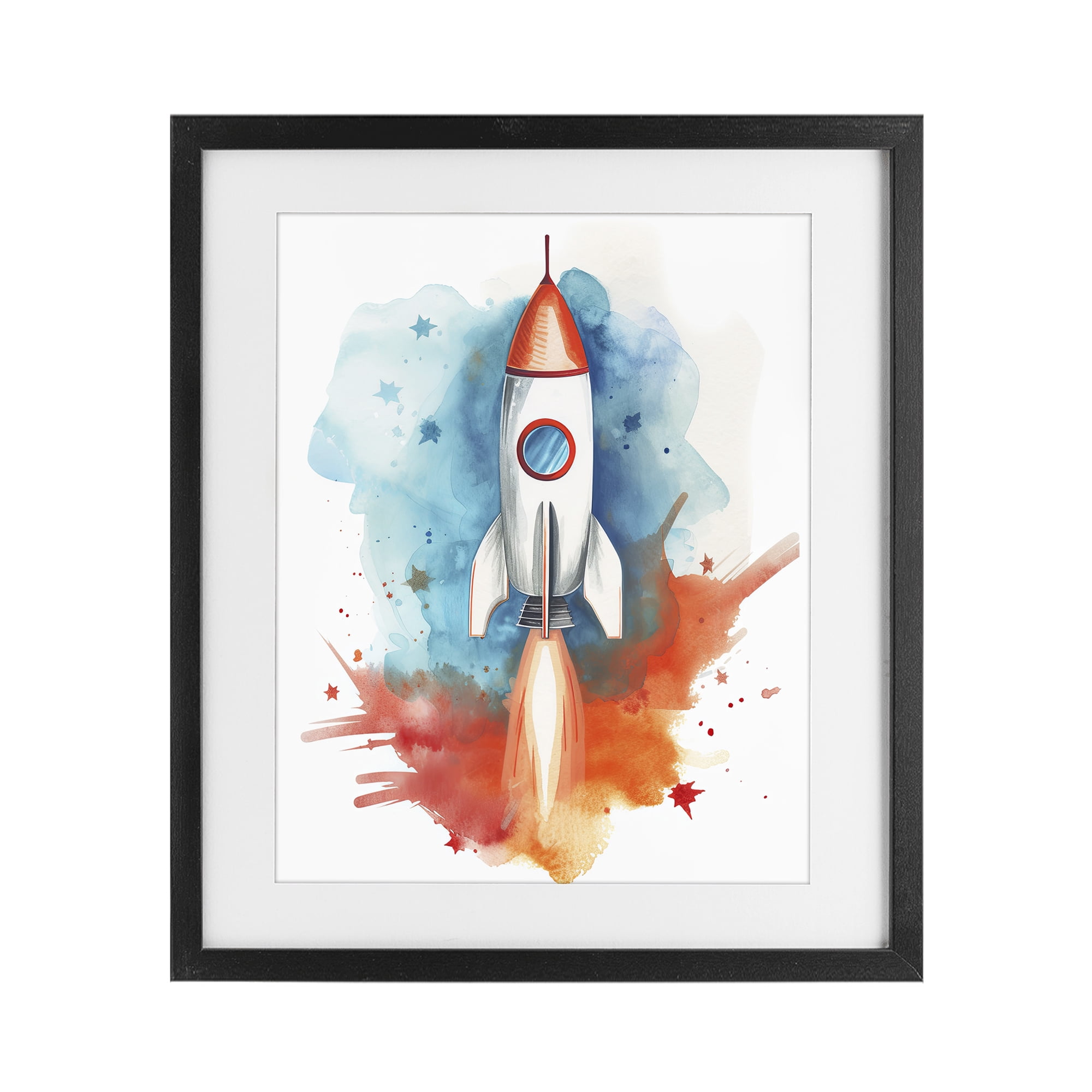 Stupell Industries Rocket Launch Adventure Black Framed Print Under Glass, design by Ray Powers